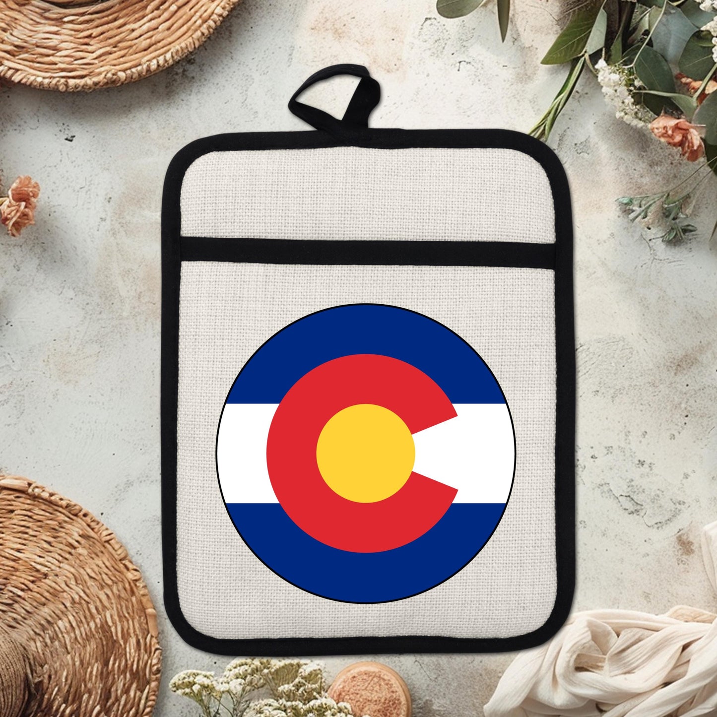 Colorado State Flag Pot Holder – Durable Linen & Silicone Kitchen Grip 9x7 Inches - packaging and presentation
