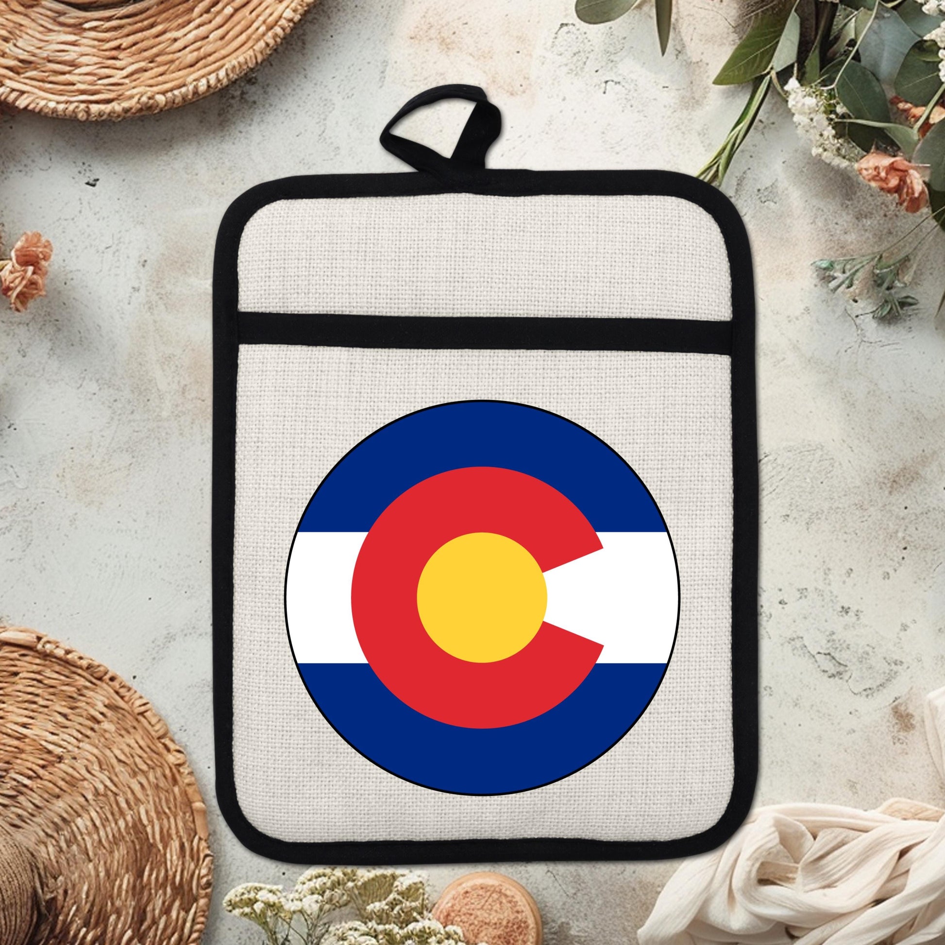 Colorado State Flag Pot Holder – Durable Linen & Silicone Kitchen Grip 9x7 Inches - packaging and presentation