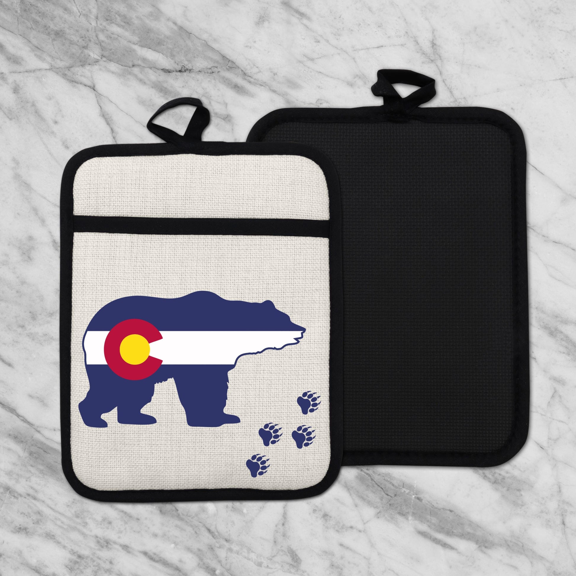 Pot Holder Oven Mitt - Colorado Bear Design | Silicone Pot Holder, Linen Fabric - additional product photo 11