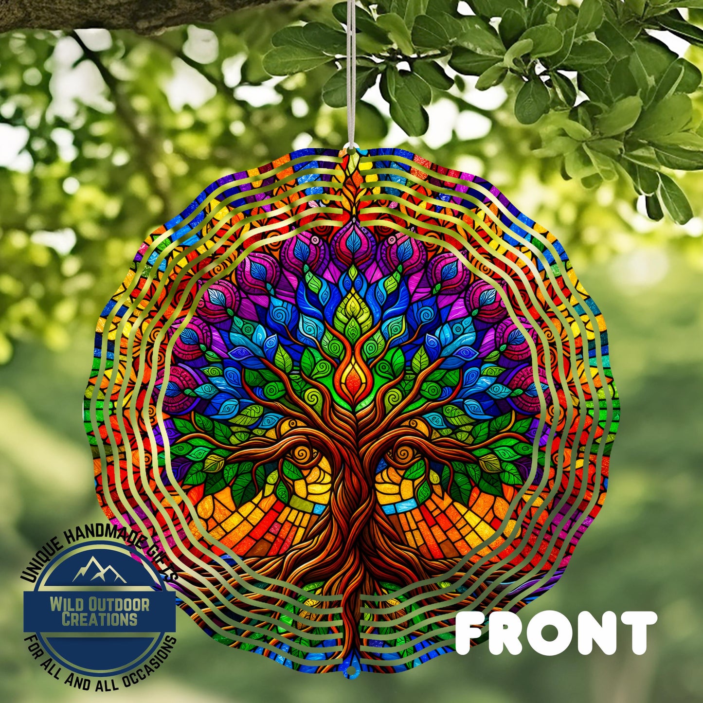 Rainbow Tree Wind Spinner Colorful Tree Of Life Aluminum Garden Decor Spinner