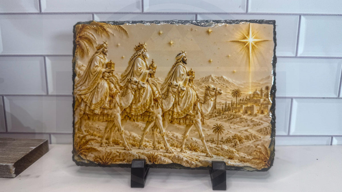Three Wise Men Slate Plaque, Christmas Magi Nativity Wall Art, Rustic Decor Gift