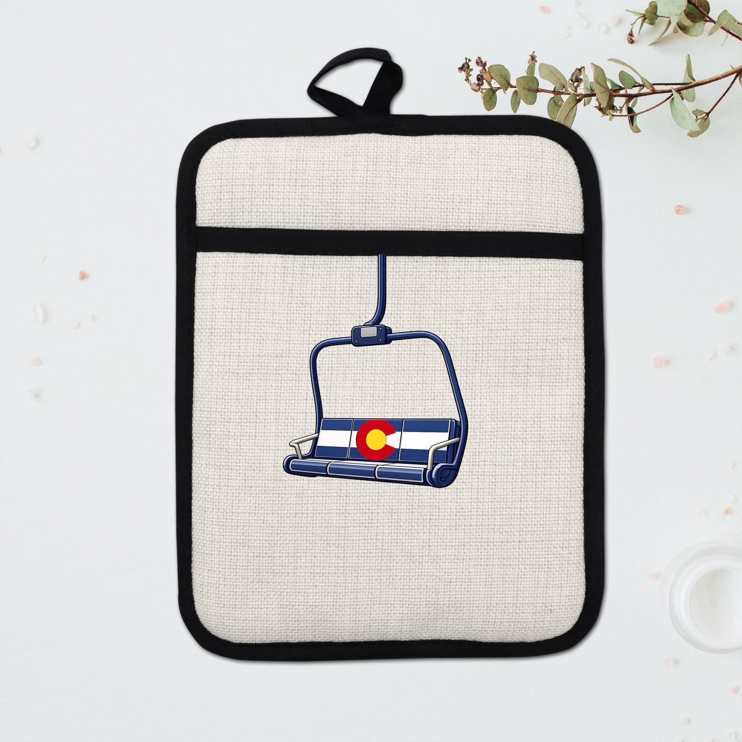 Colorado Flag Pot Holder – Ski Lift Pot Holder with Heat Resistant Mitt & Non Slip Trivet - additional product photo 15
