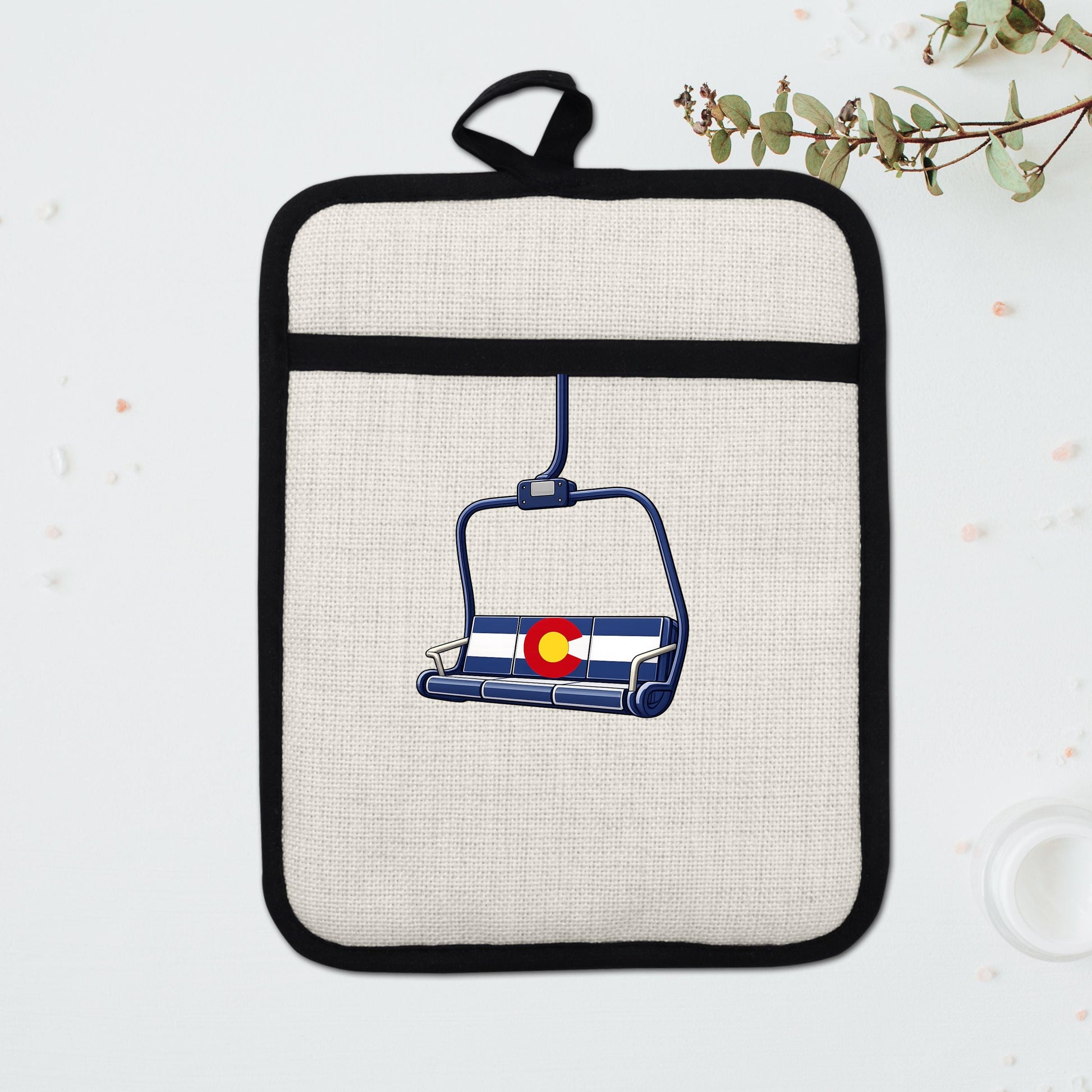 Colorado Flag Pot Holder – Ski Lift Pot Holder with Heat Resistant Mitt & Non Slip Trivet - additional product photo 15
