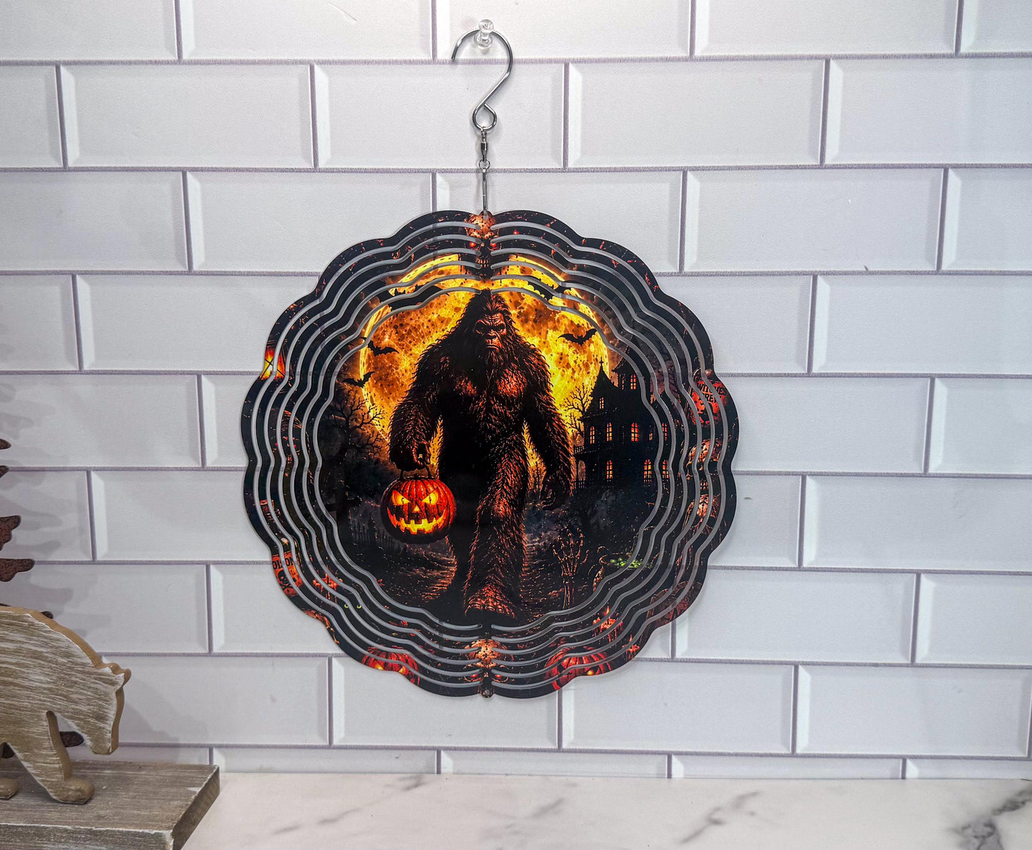 Big Foot Halloween Wind Spinner, Scary Porch Decor, 360 Swivel