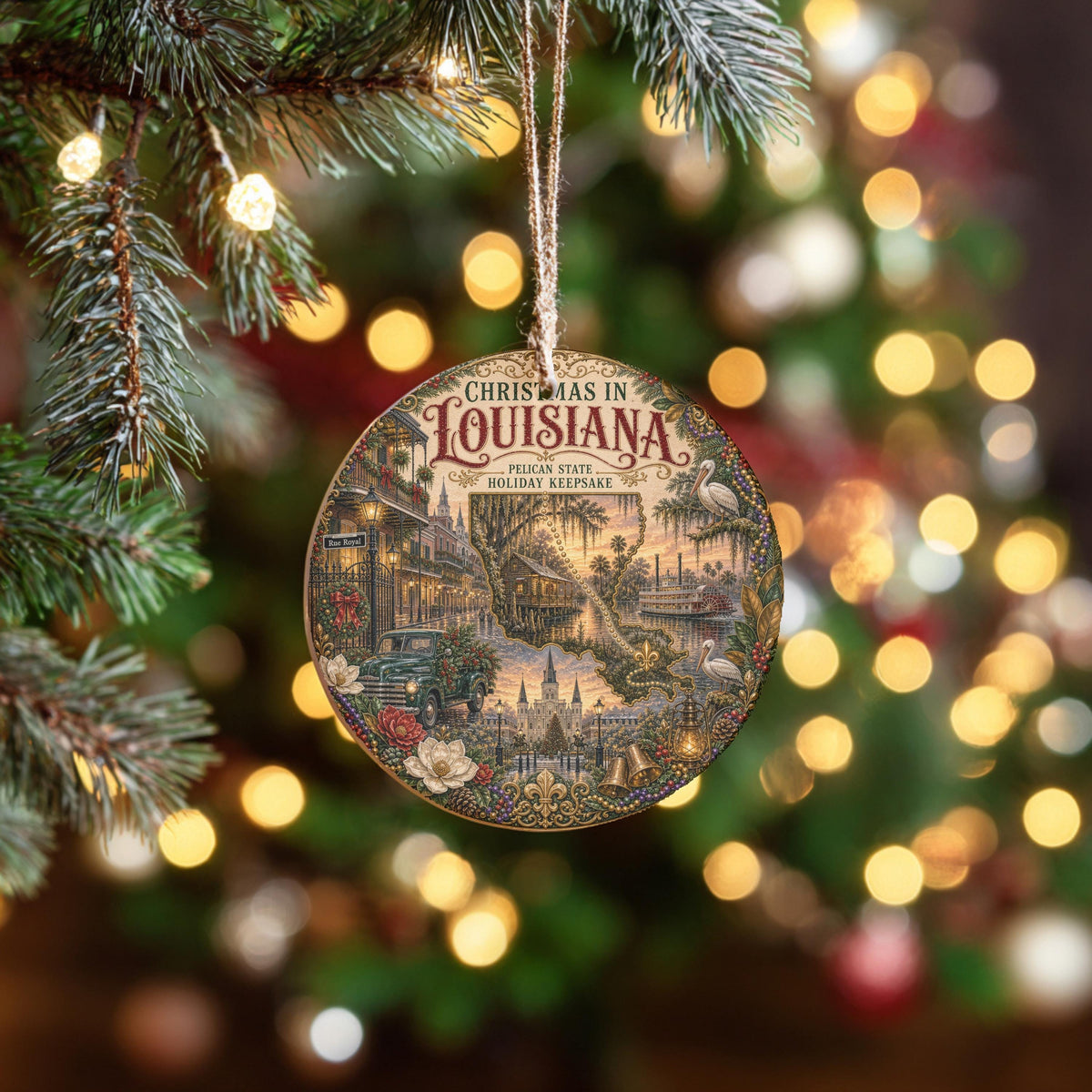 Louisiana Christmas Ornament | French Quarter Ceramic Keepsake
