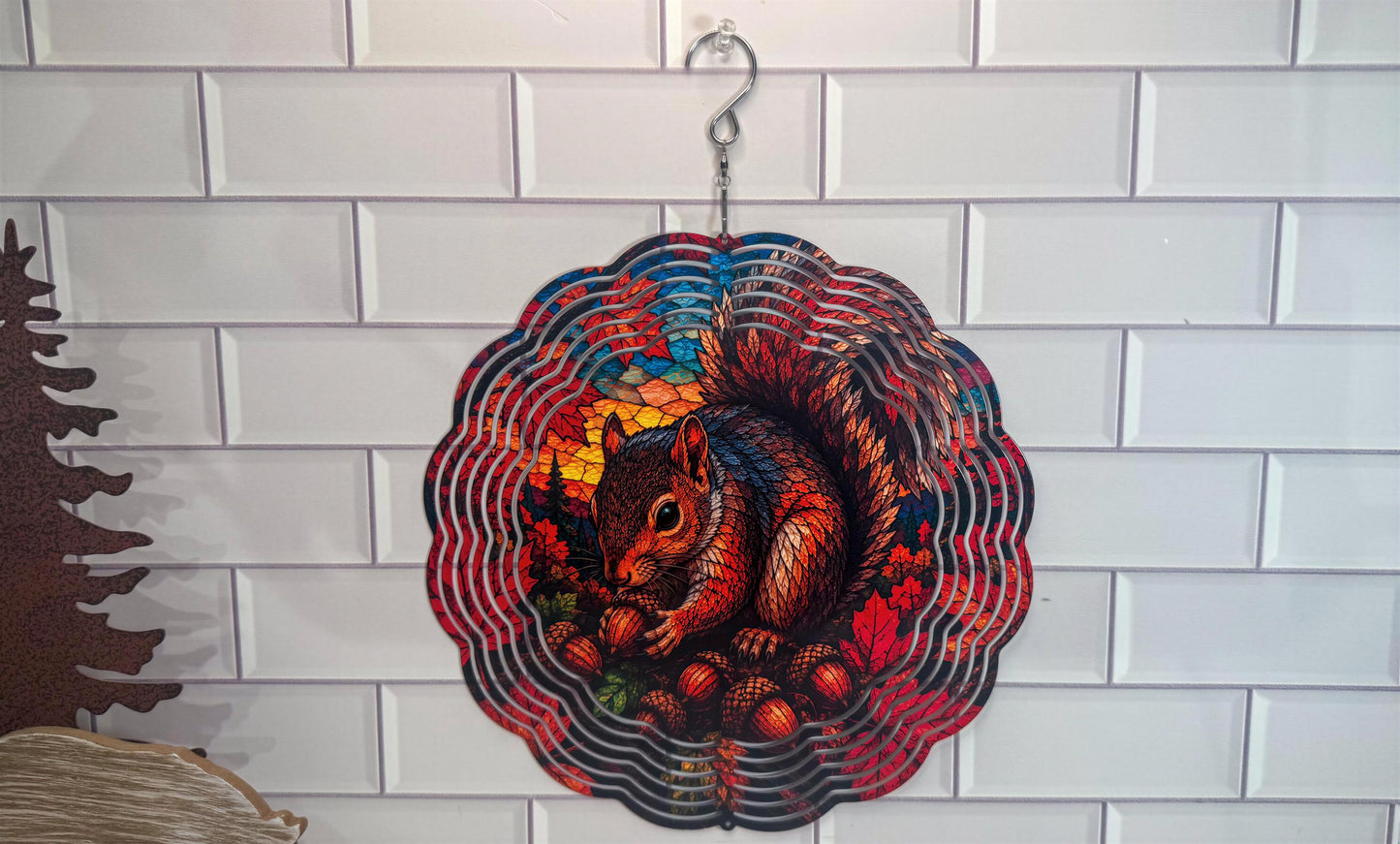 Fall Squirrel Wind Spinner | 10 Inch | 360 Swivel | Indoor Outdoor Décor Display Accent