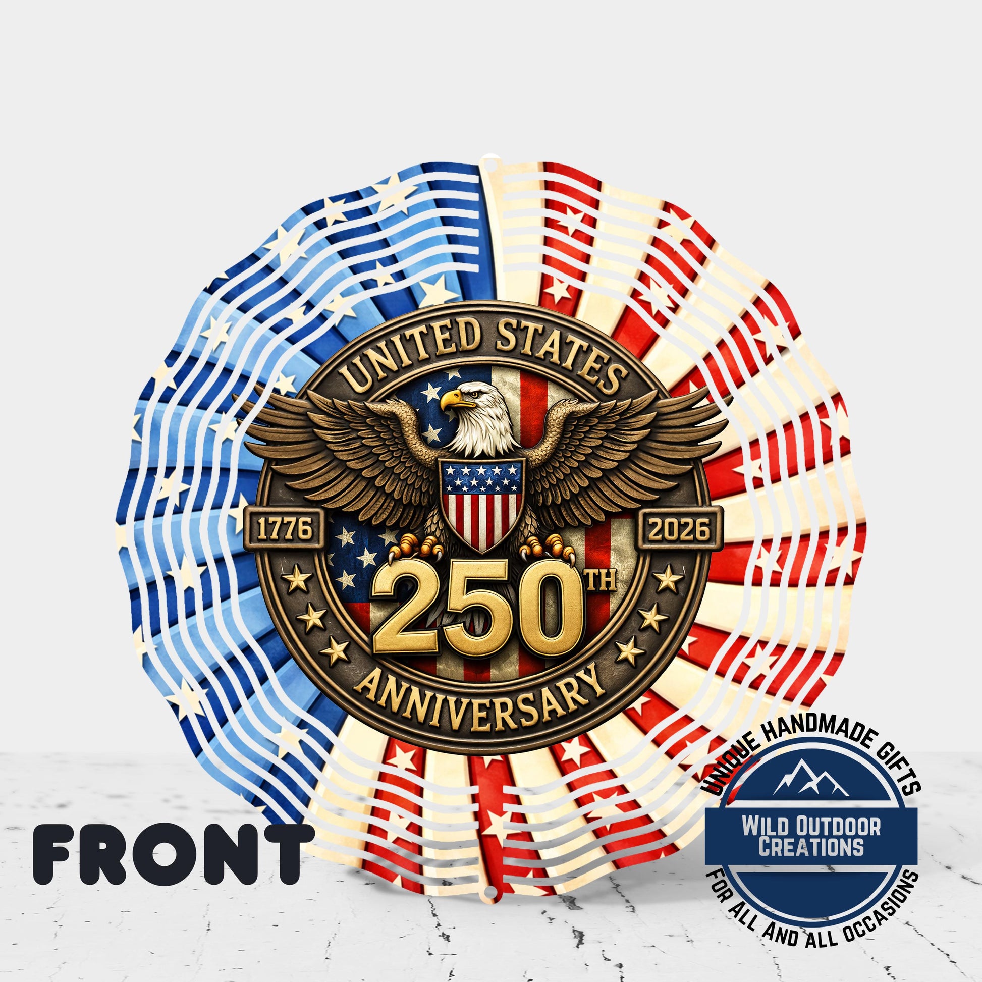 USA 250th Anniversary Wind Spinner – Patriotic Garden Decor With Bald Eagle - gift presentation view