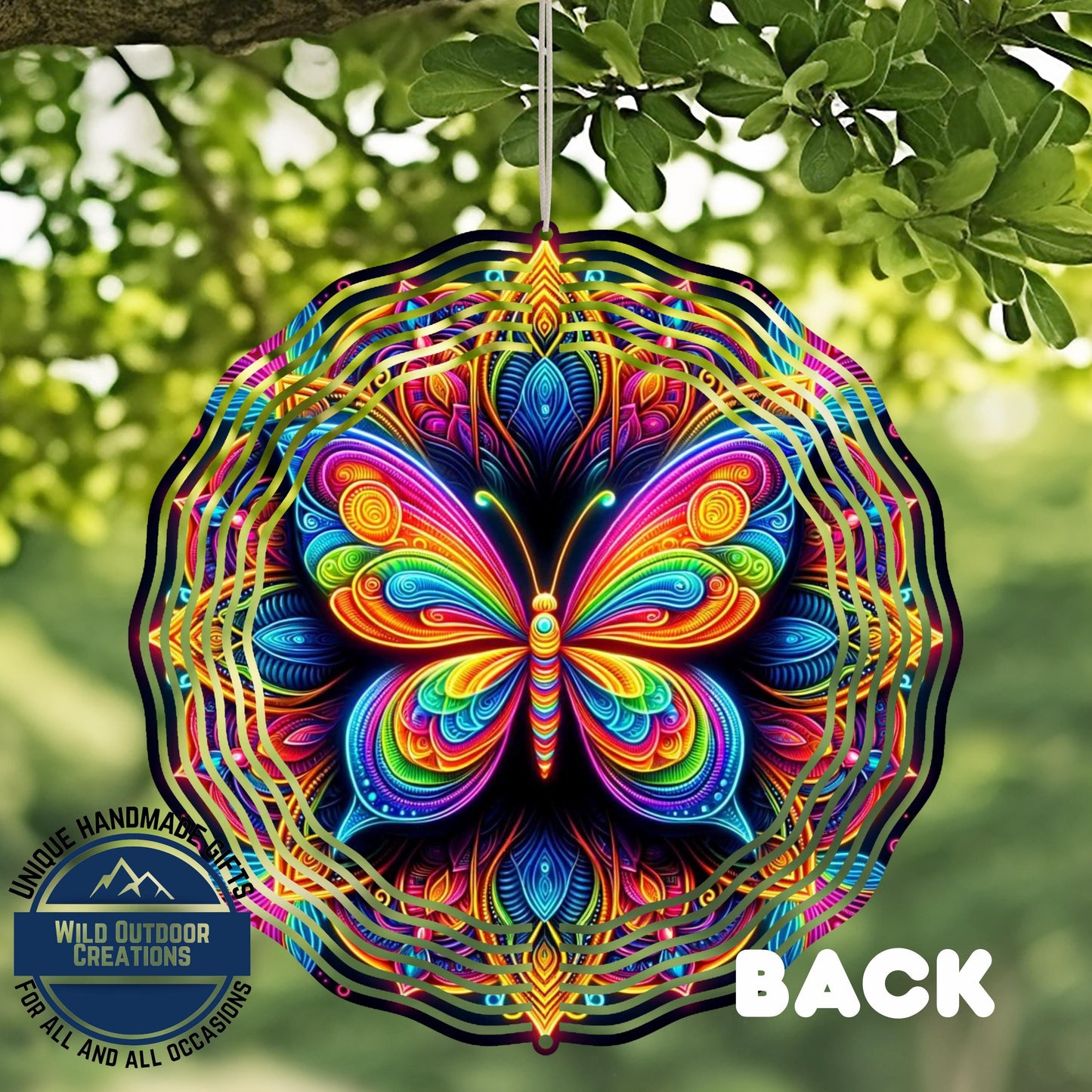 Butterfly Wind Spinner - Neon Rainbow Outdoor Garden Decor with 360° Swivel Hook - alternate view