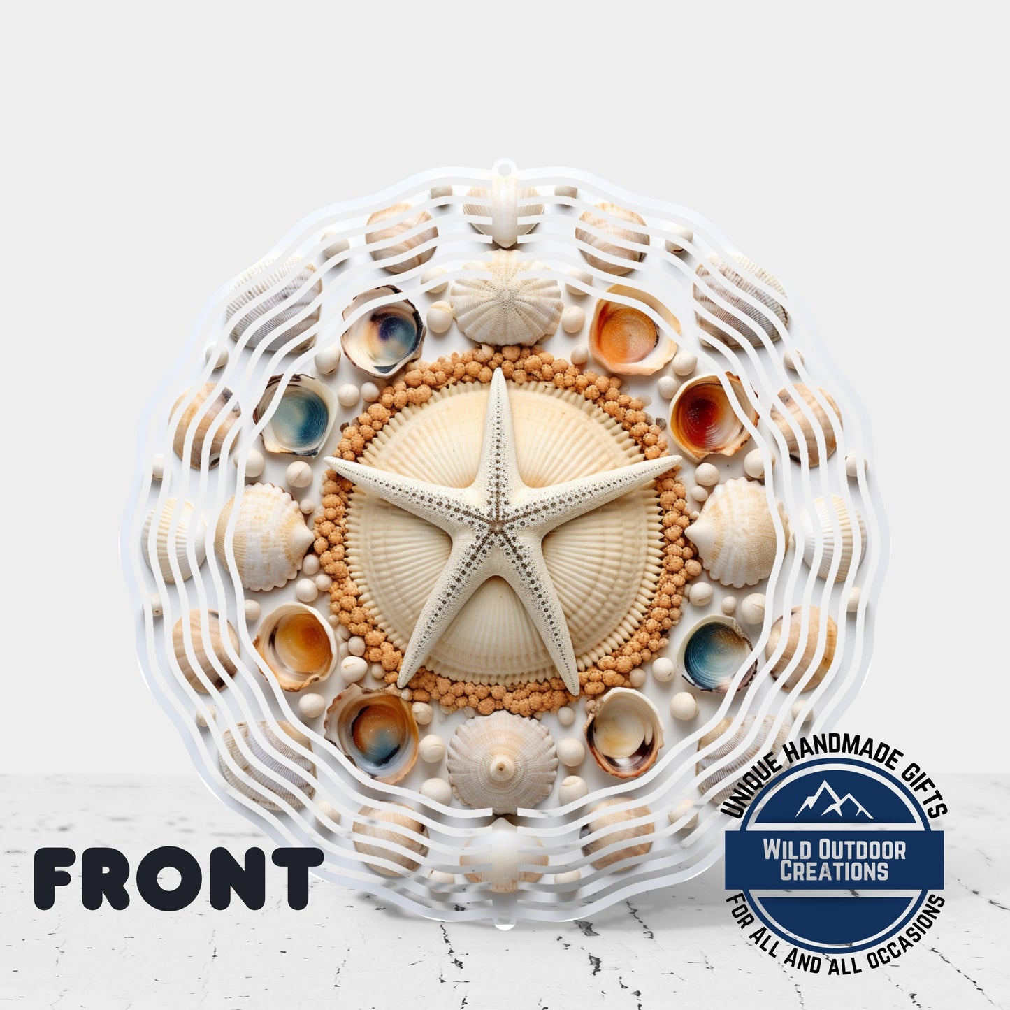Coastal Seashell Wind Spinner - Aluminum Beach Nautical Yard Art, 10 Inch - additional product photo 11