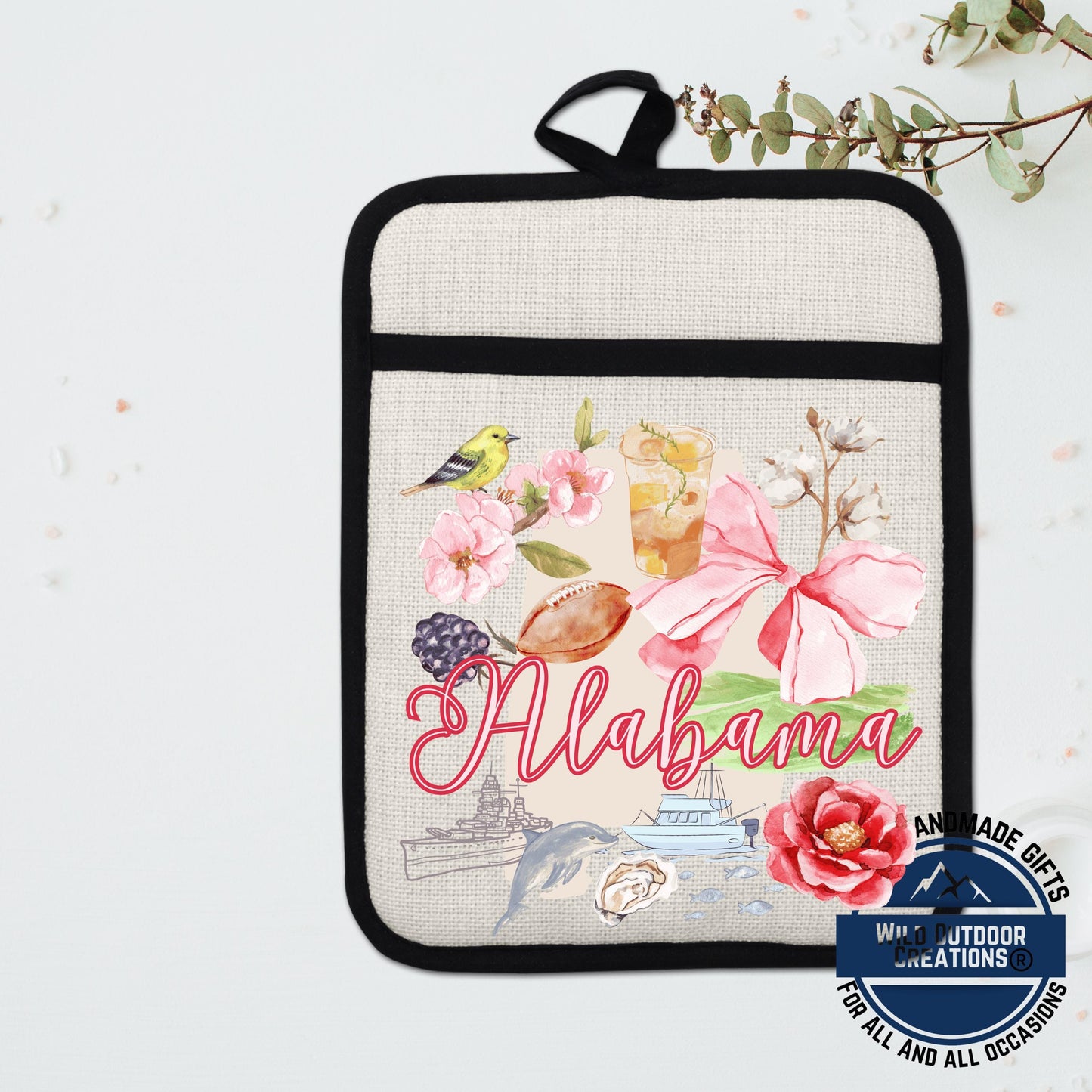 Alabama Pot Holder – State Pride Kitchen Gift | Southern Home Decor, Non Slip Grip - gift presentation view