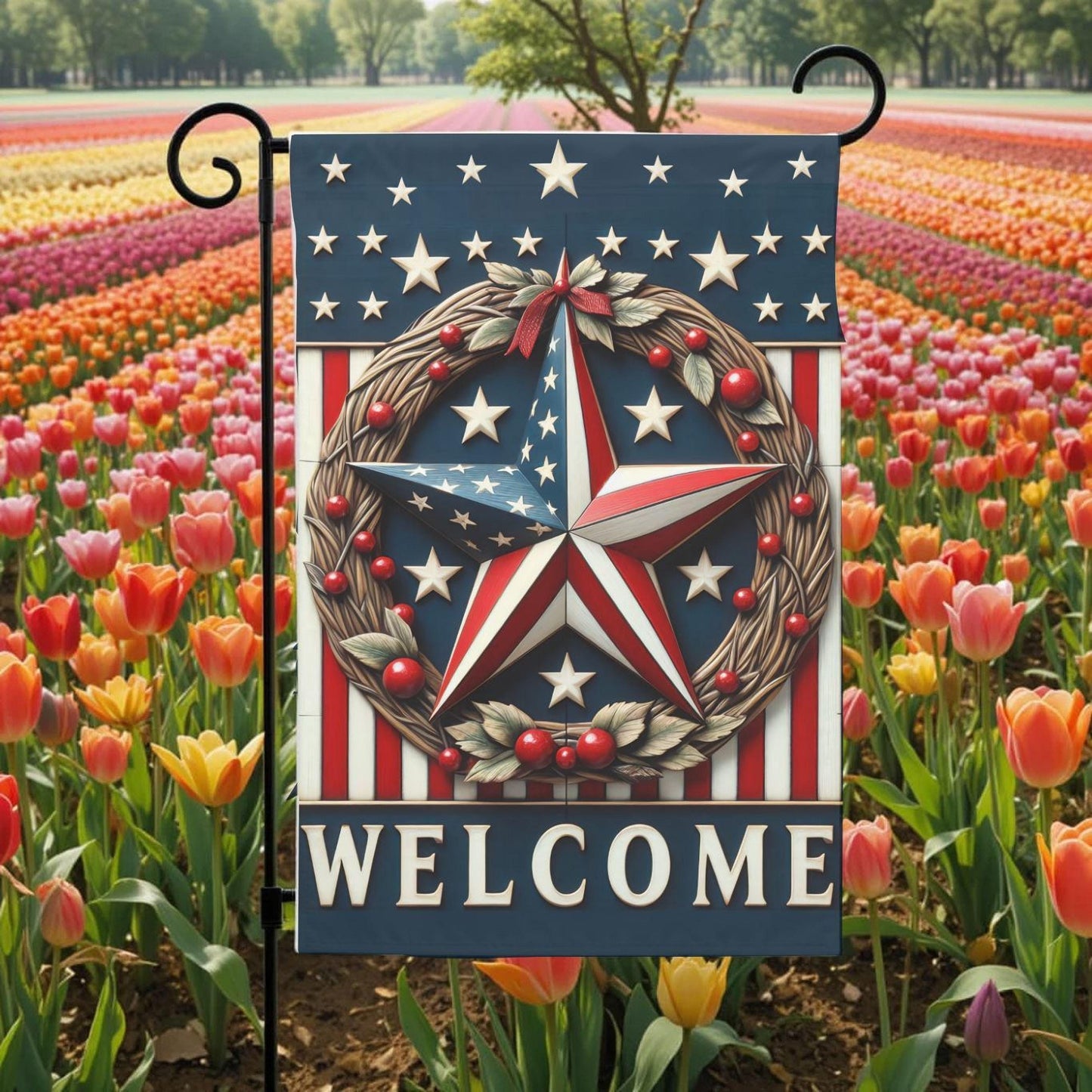 Patriotic Garden Flag - Americana Barn Star Design | Double Sided 12x18 Sublimation