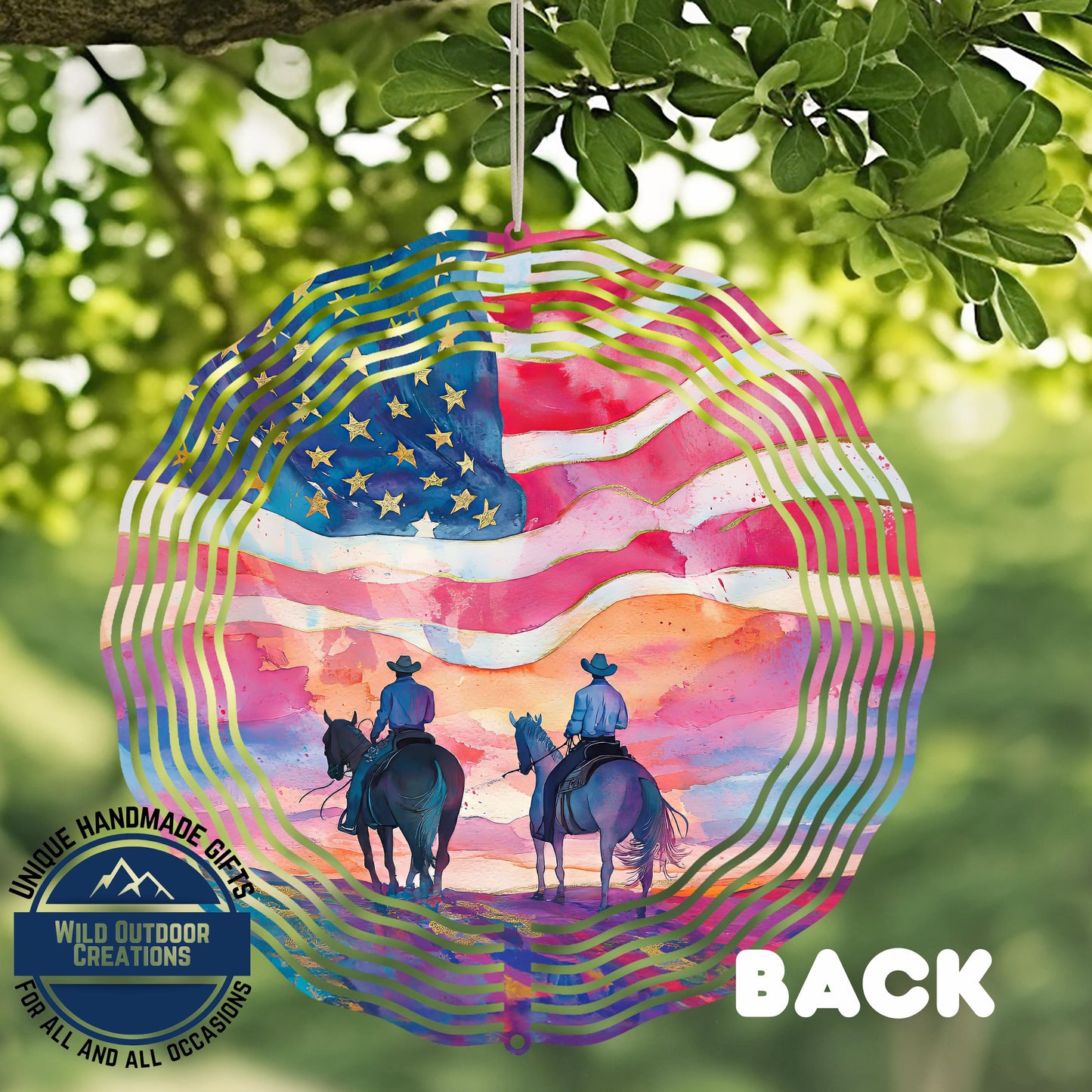American Flag Wind Spinner - Patriotic Outdoor Spinner | Western Garden Decor