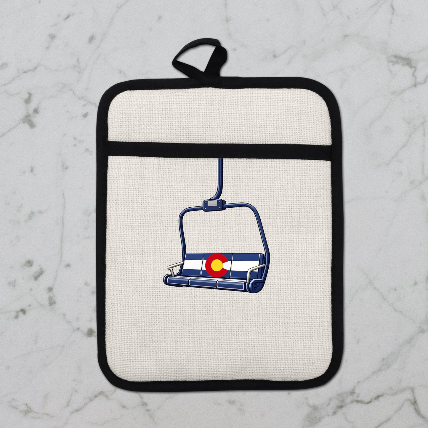 Colorado Flag Pot Holder – Ski Lift Pot Holder with Heat Resistant Mitt & Non Slip Trivet - additional product photo 11