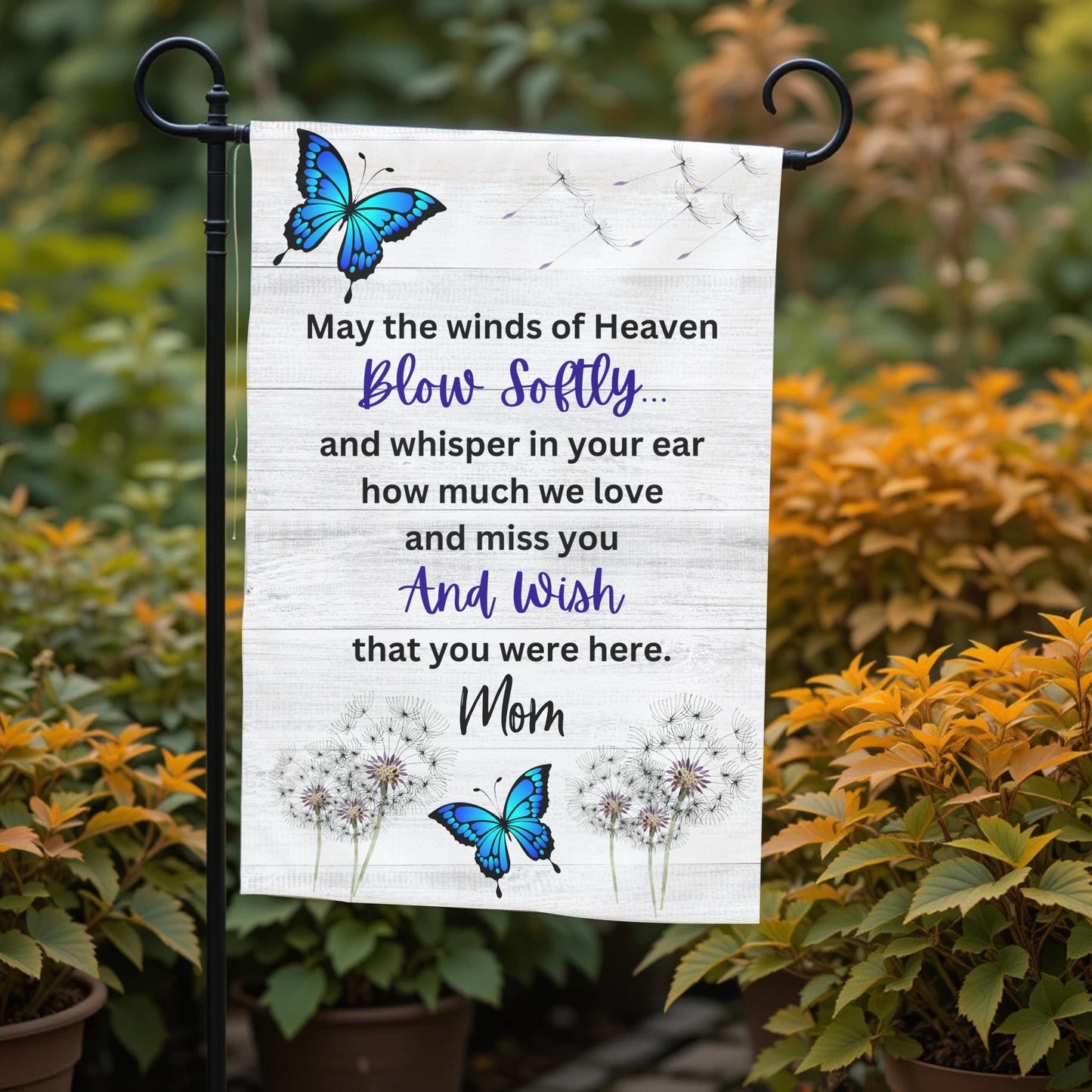 Memorial Garden Flag – Personalized Butterfly Sympathy Outdoor Garden Remembrance Flag 12x18 - alternate view