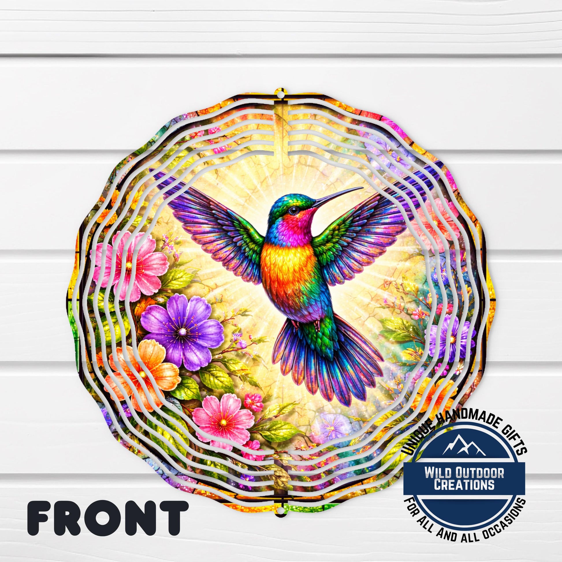 Hummingbird Garden Spinner - Double Sided 10" Floral Wind Spinner with Smooth 360 Rotation - additional angle
