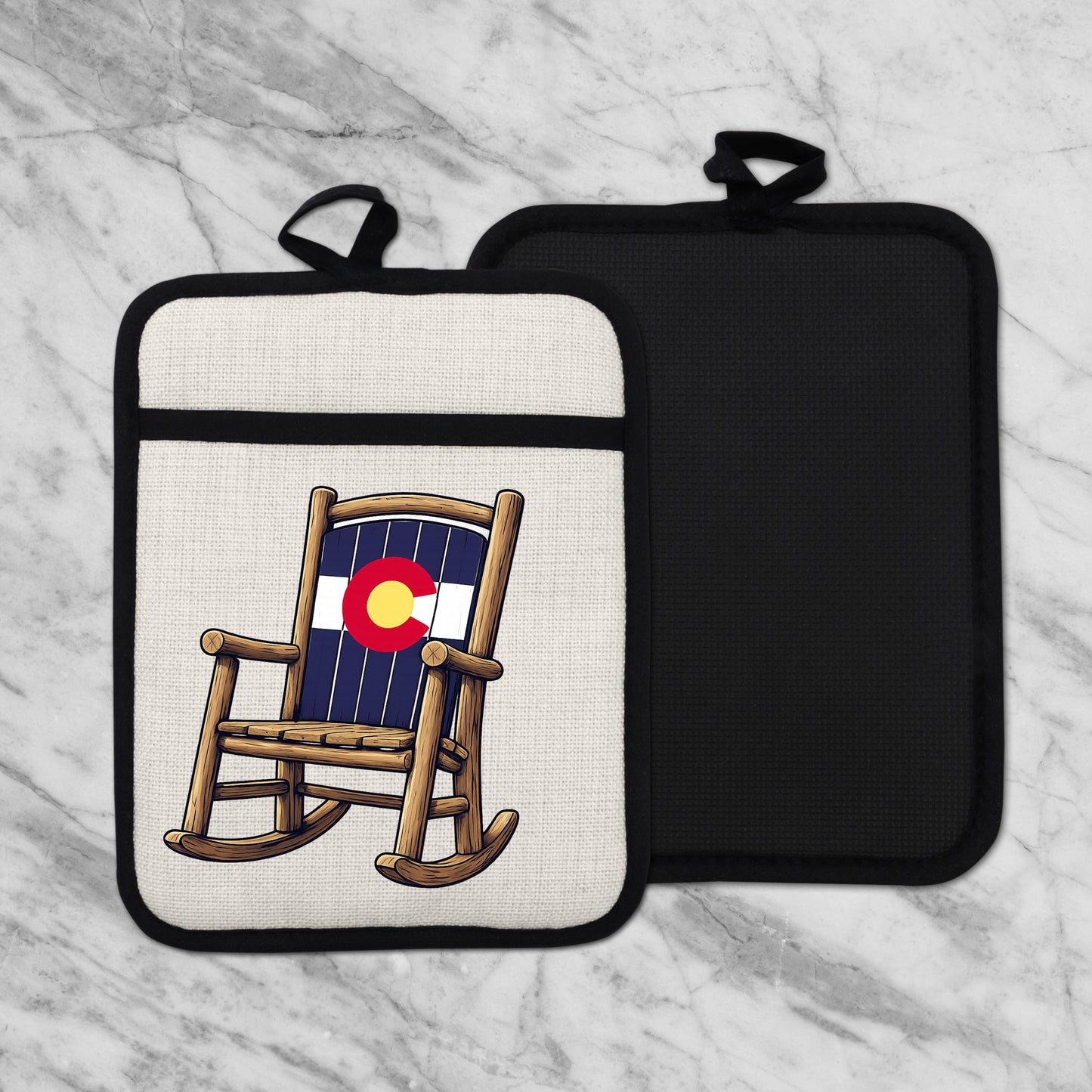 Linen Oven Mitt - Colorado Rocking Chair Pot Holder with Trivet & Heat Resistant Design - additional product photo 11