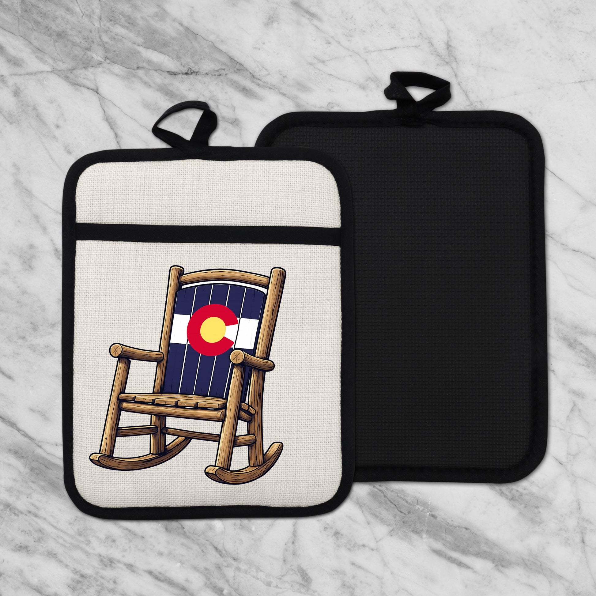Linen Oven Mitt - Colorado Rocking Chair Pot Holder with Trivet & Heat Resistant Design - additional product photo 11