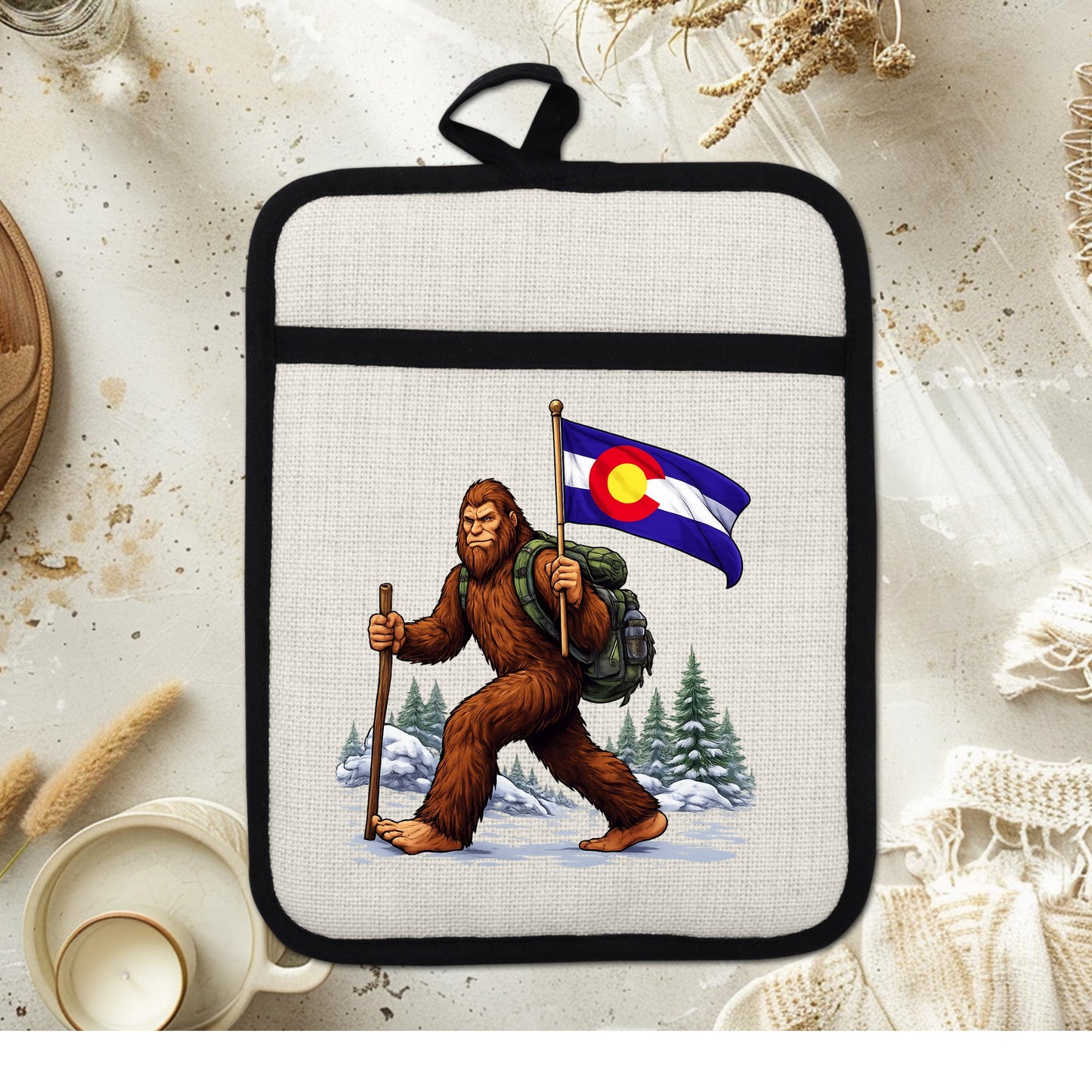 Bigfoot Pot Holder – Silicone Trivet Mitt | Pocket Style Heat Resistant Mitt - scale and size reference
