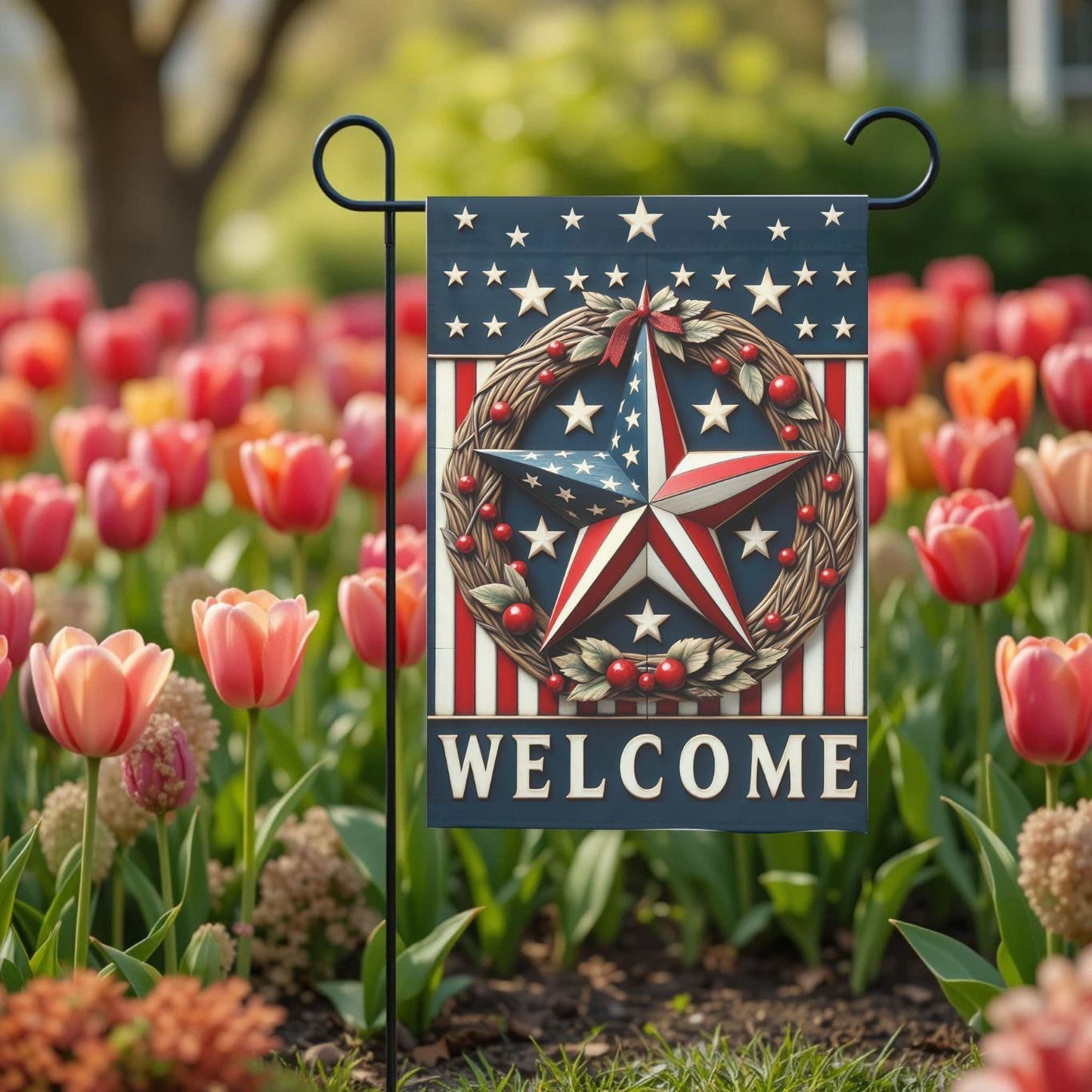 Patriotic Garden Flag - Americana Barn Star Design | Double Sided 12x18 Sublimation