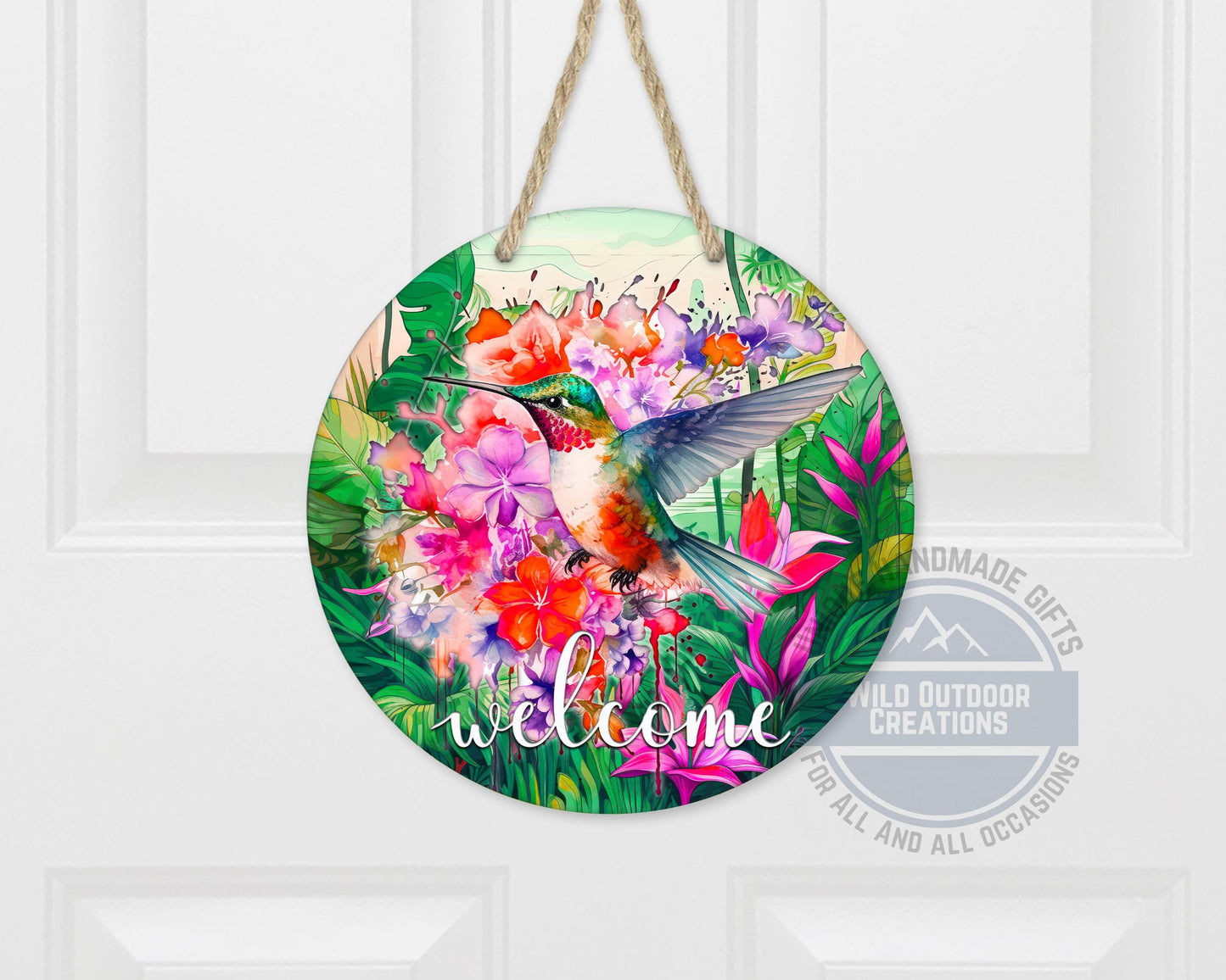 Floral Hummingbird Door Decor - Weather Resistant Garden Door Decor Sign - packaging and presentation