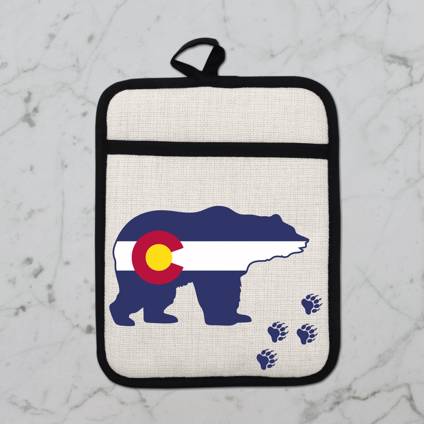 Pot Holder Oven Mitt - Colorado Bear Design | Silicone Pot Holder, Linen Fabric - additional product photo 10