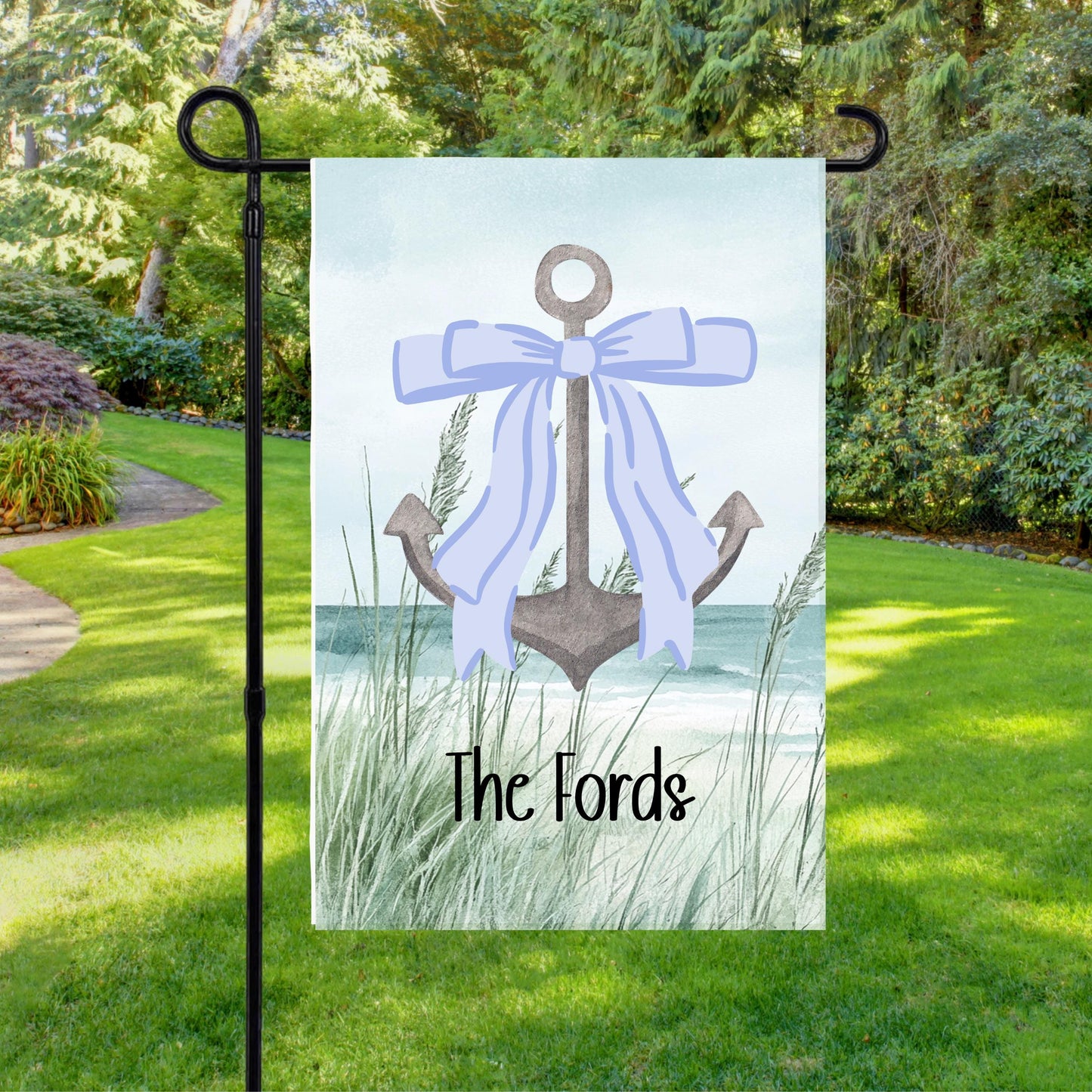 Personalized Nautical Anchor Garden Flag, Preppy Garden Flag