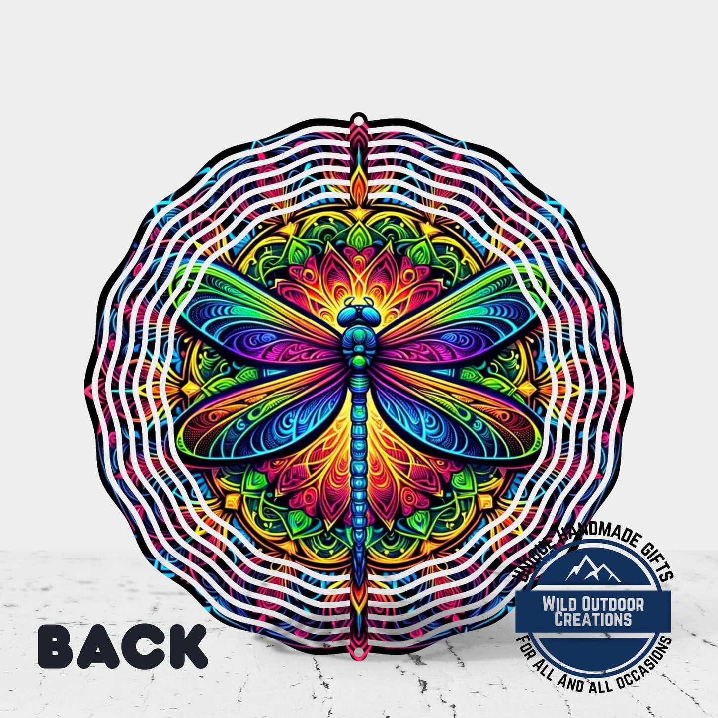 Dragonfly Wind Spinner - Vibrant Rainbow Neon Garden Decor With 360 Degree Swivel - additional product photo 12
