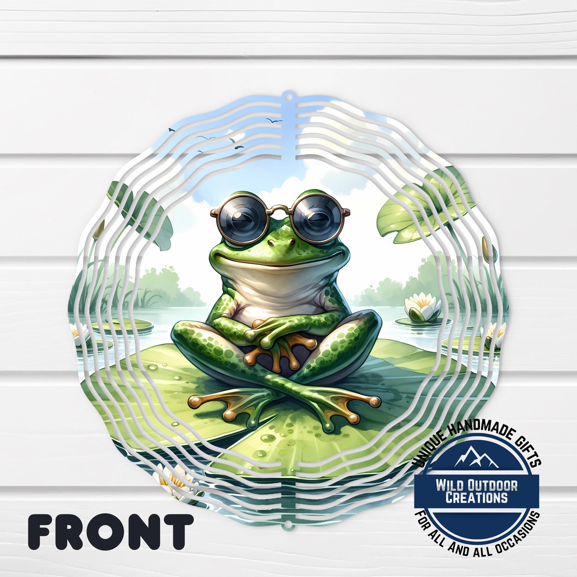 Frog Garden Spinner - 10 Inch Aluminum Wind Spinner with 360 Swivel | Colorful Garden Art