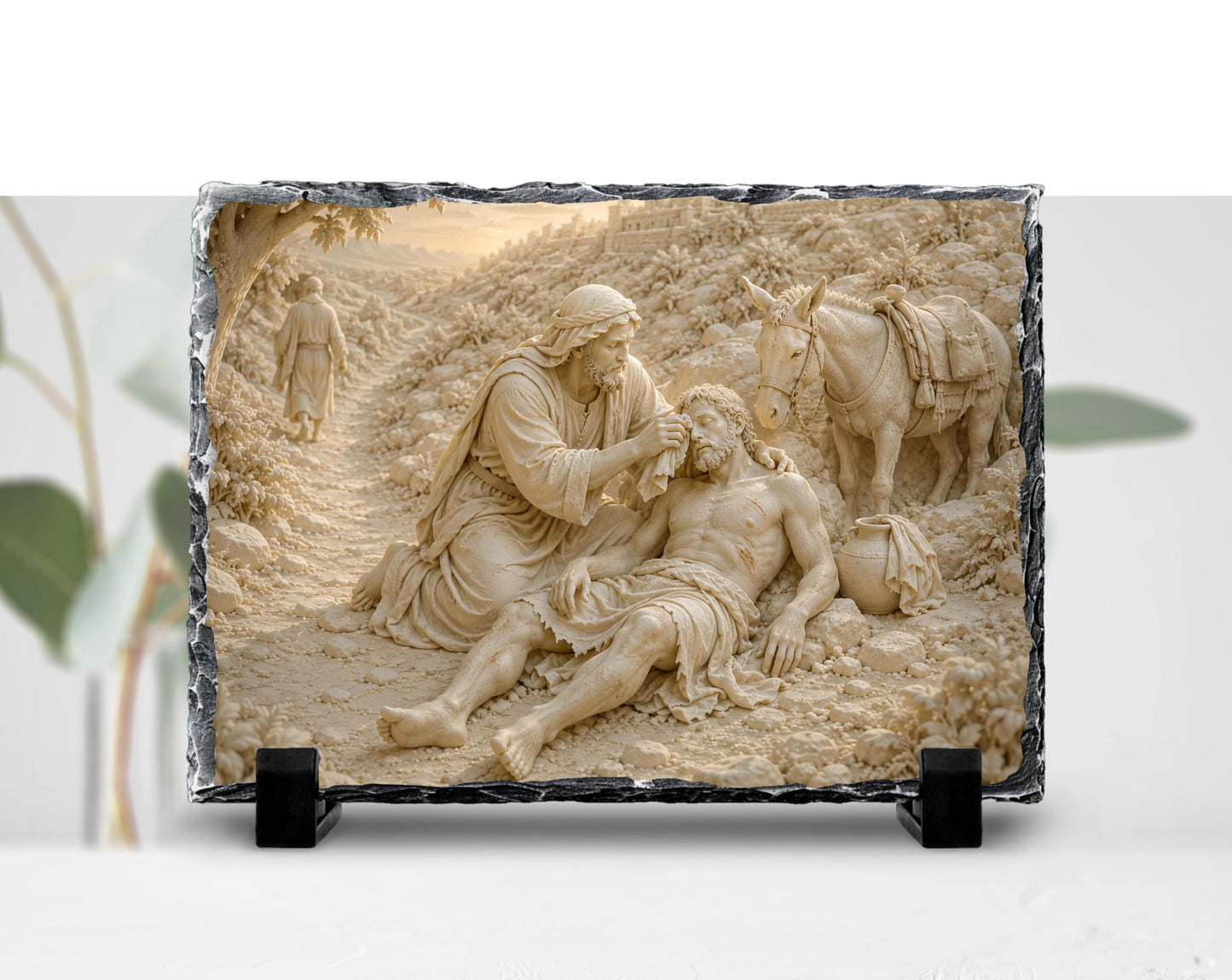 Good Samaritan Slate Plaque, Parable of Jesus Religious Decor, Christian Compassion Gift