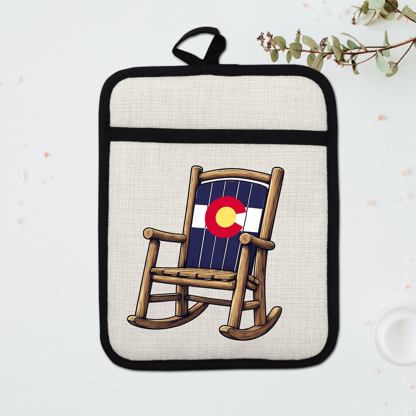 Linen Oven Mitt - Colorado Rocking Chair Pot Holder with Trivet & Heat Resistant Design - additional product photo 15