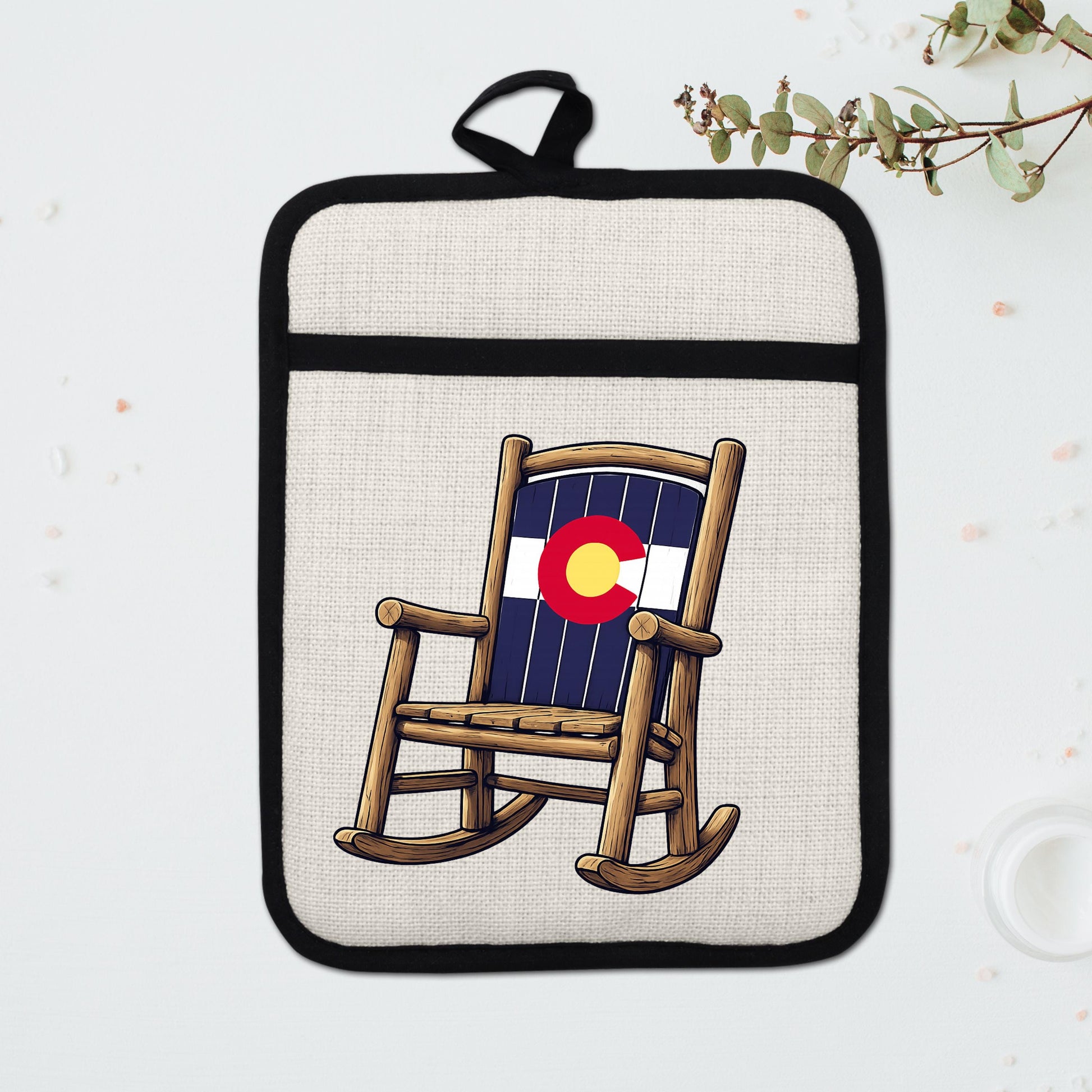 Linen Oven Mitt - Colorado Rocking Chair Pot Holder with Trivet & Heat Resistant Design - additional product photo 15