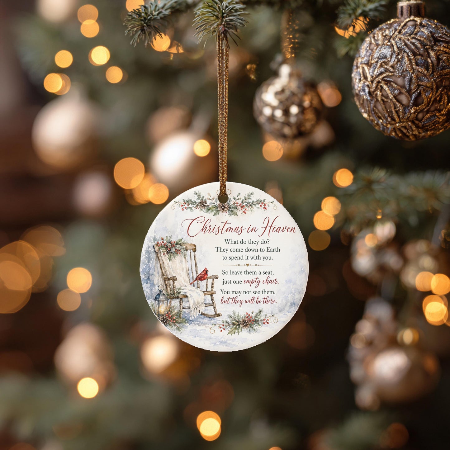 Memorial Ornament, Christmas In Heaven Ceramic Cardinal Keepsake