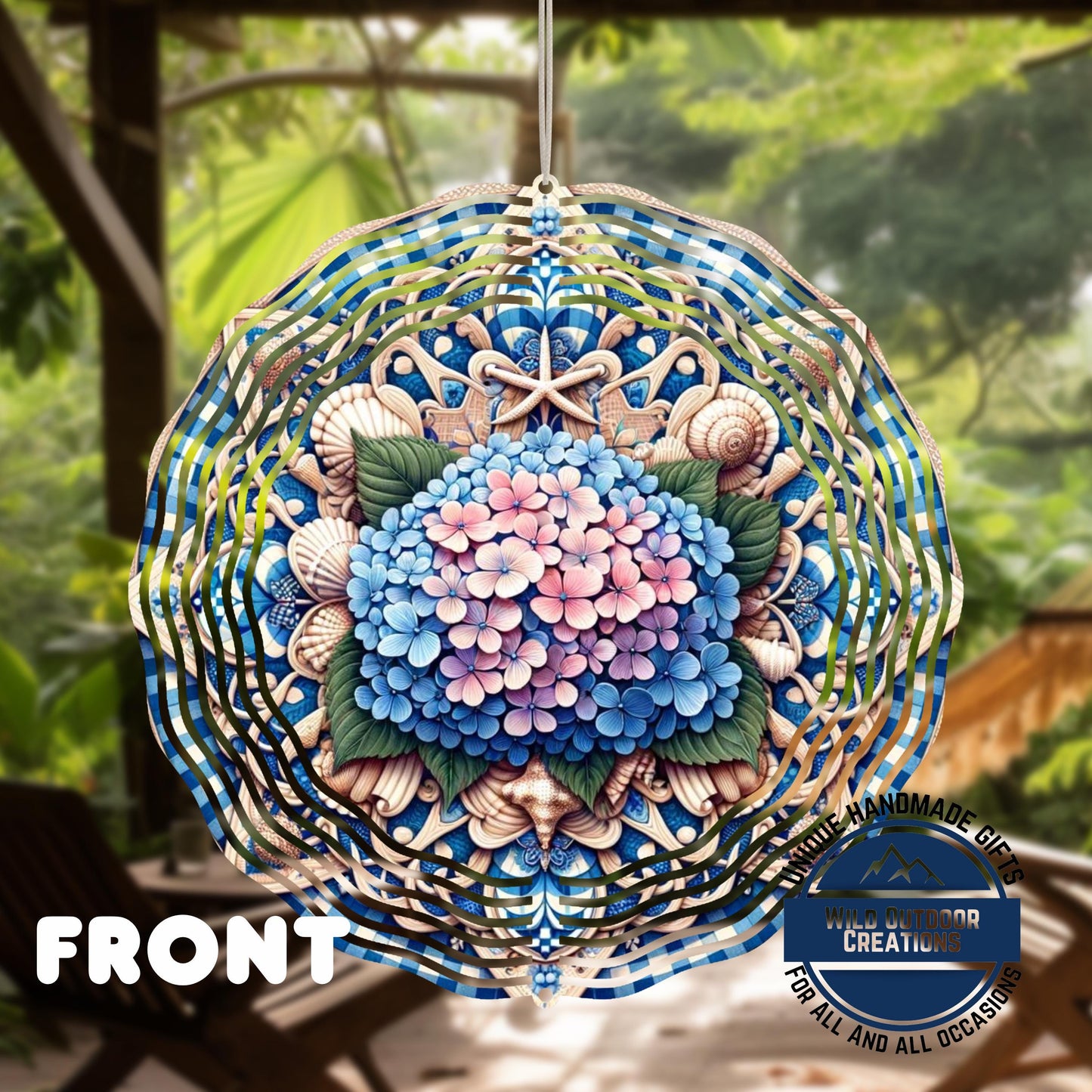 Hydrangea Garden Spinner – Coastal Garden Decor with 360 Degree Swivel - gift presentation view