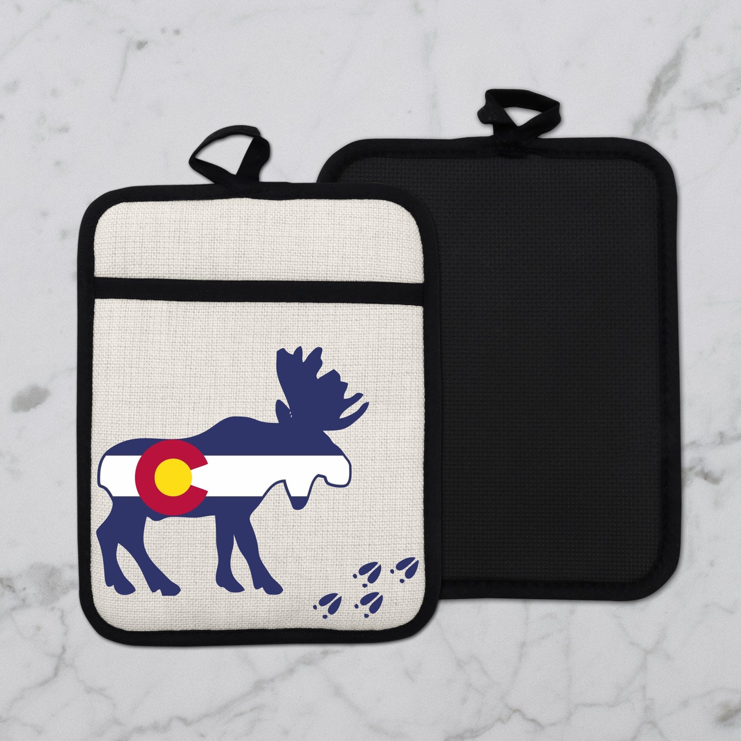 Colorado Moose Pot Holder - Heat Resistant Trivet with Silicone Back & Linen Fabric Front - additional product photo 12