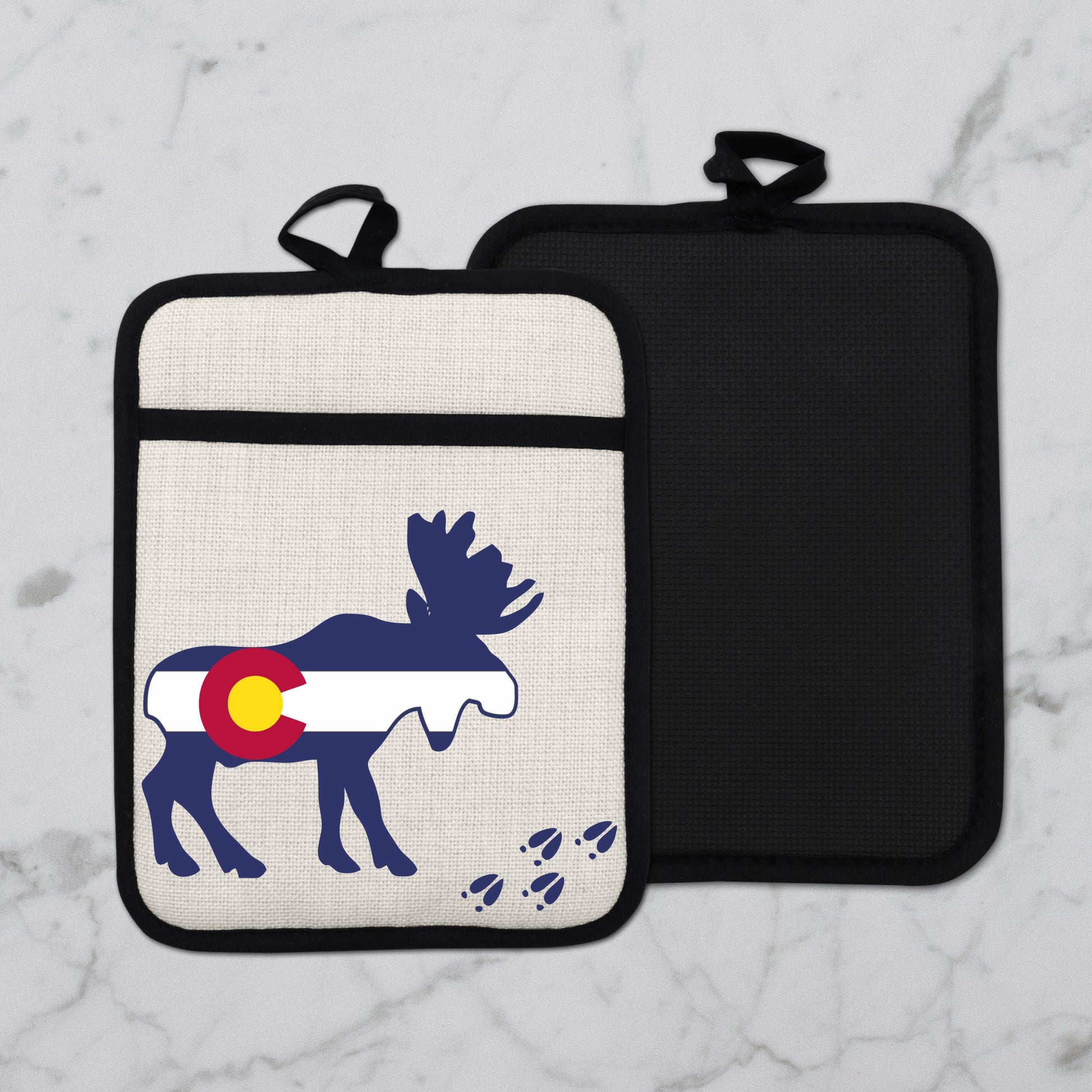 Colorado Moose Pot Holder - Heat Resistant Trivet with Silicone Back & Linen Fabric Front - additional product photo 12
