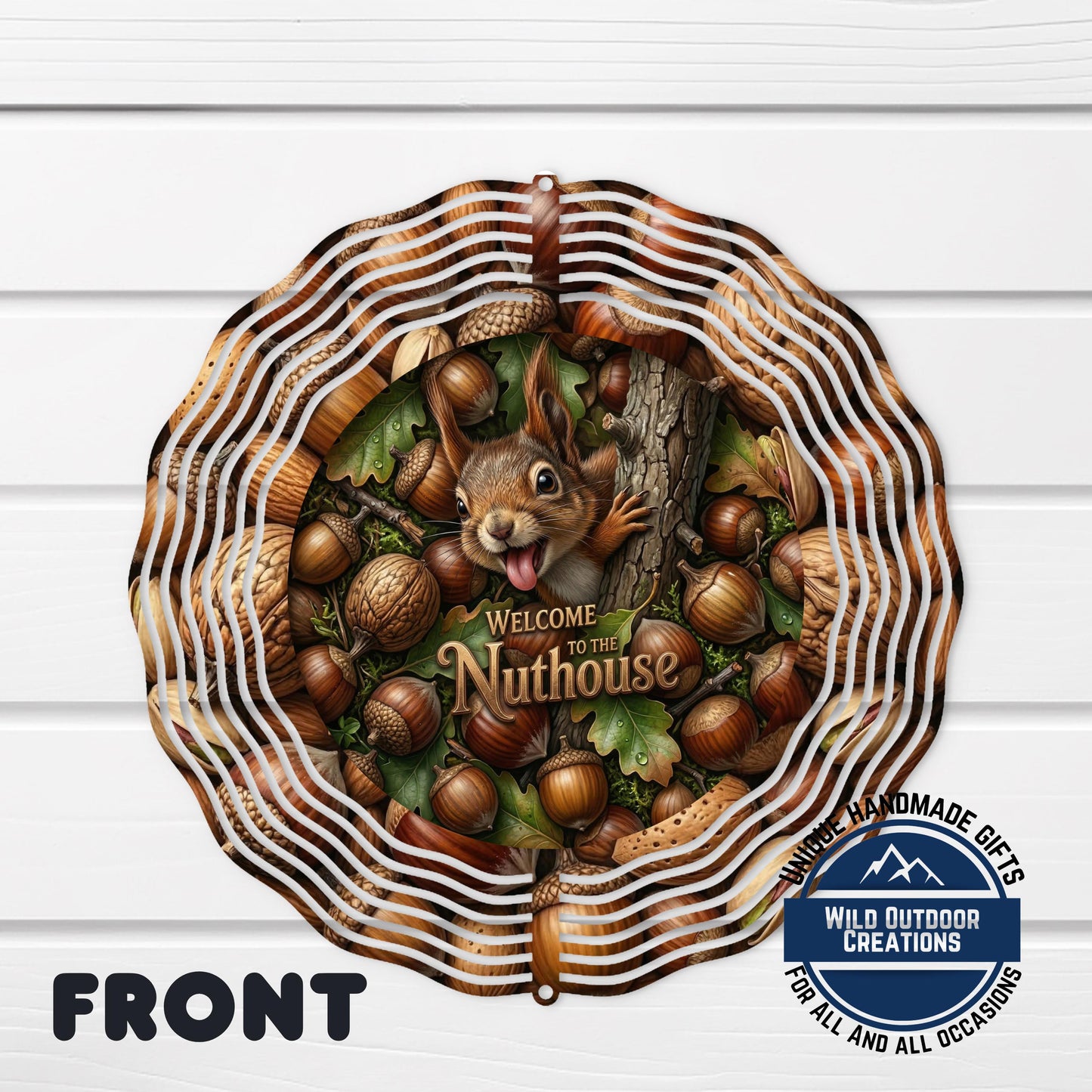 Squirrel Wind Spinner - Double Sided Aluminum Garden Wind Spinner with Nut House Art