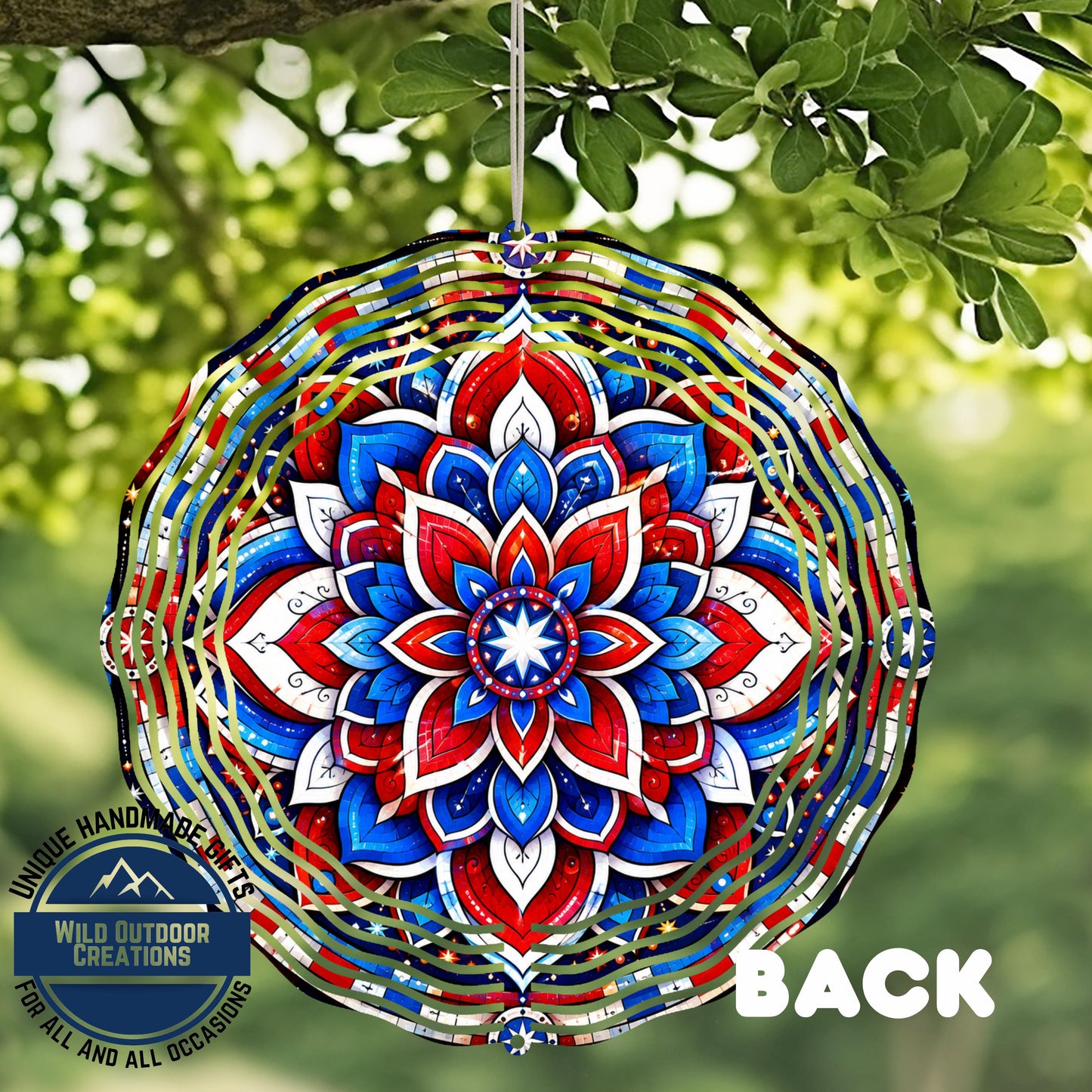 Mandala Wind Spinner: Red White Blue Patriotic Decor