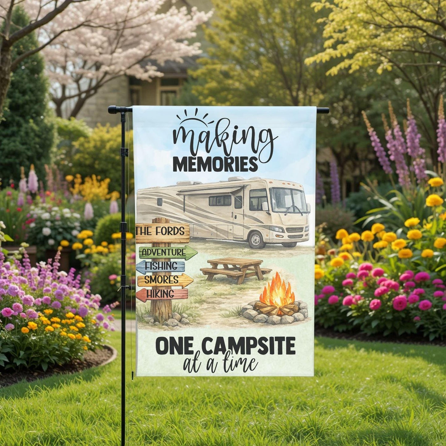 Personalized Motorhome Flag – Class A Motorhome RV Garden Flag 12x18 Double Sided - full product view