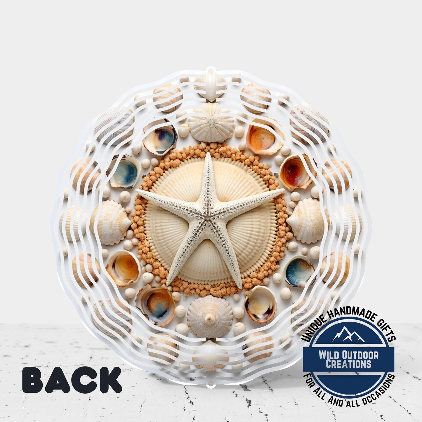 Coastal Seashell Wind Spinner - Aluminum Beach Nautical Yard Art, 10 Inch - additional product photo 12
