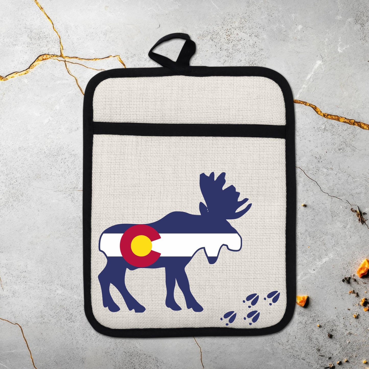 Colorado Moose Pot Holder - Heat Resistant Trivet with Silicone Back & Linen Fabric Front - additional product photo 18