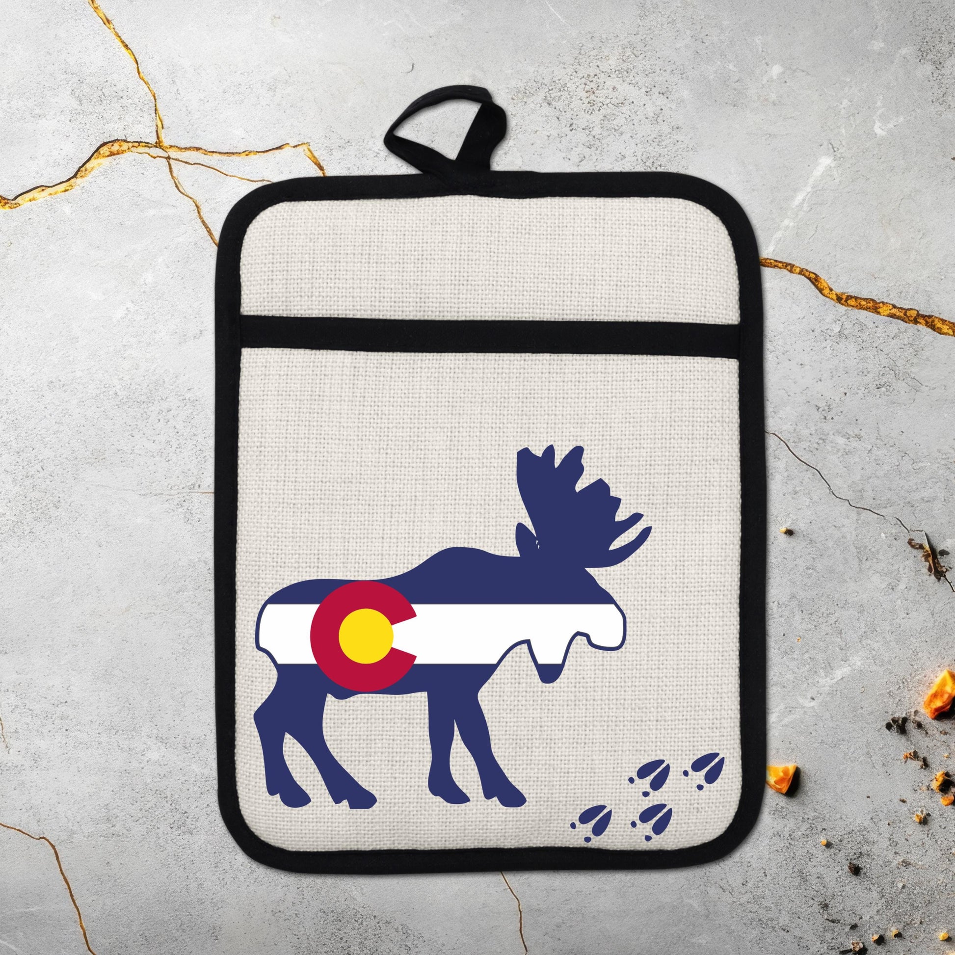 Colorado Moose Pot Holder - Heat Resistant Trivet with Silicone Back & Linen Fabric Front - additional product photo 18