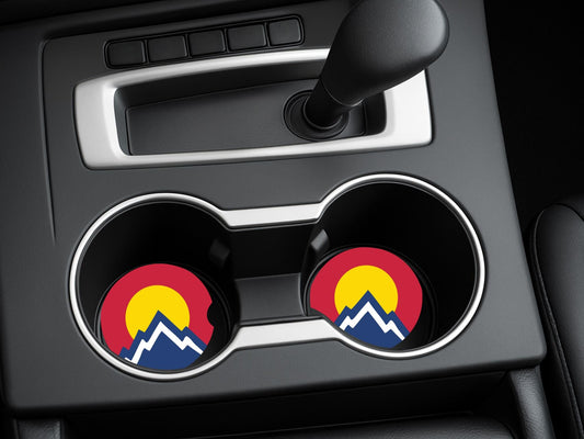 Colorado Logo Sandstone Car Coasters, Unique Gifts for Colorado Lover,