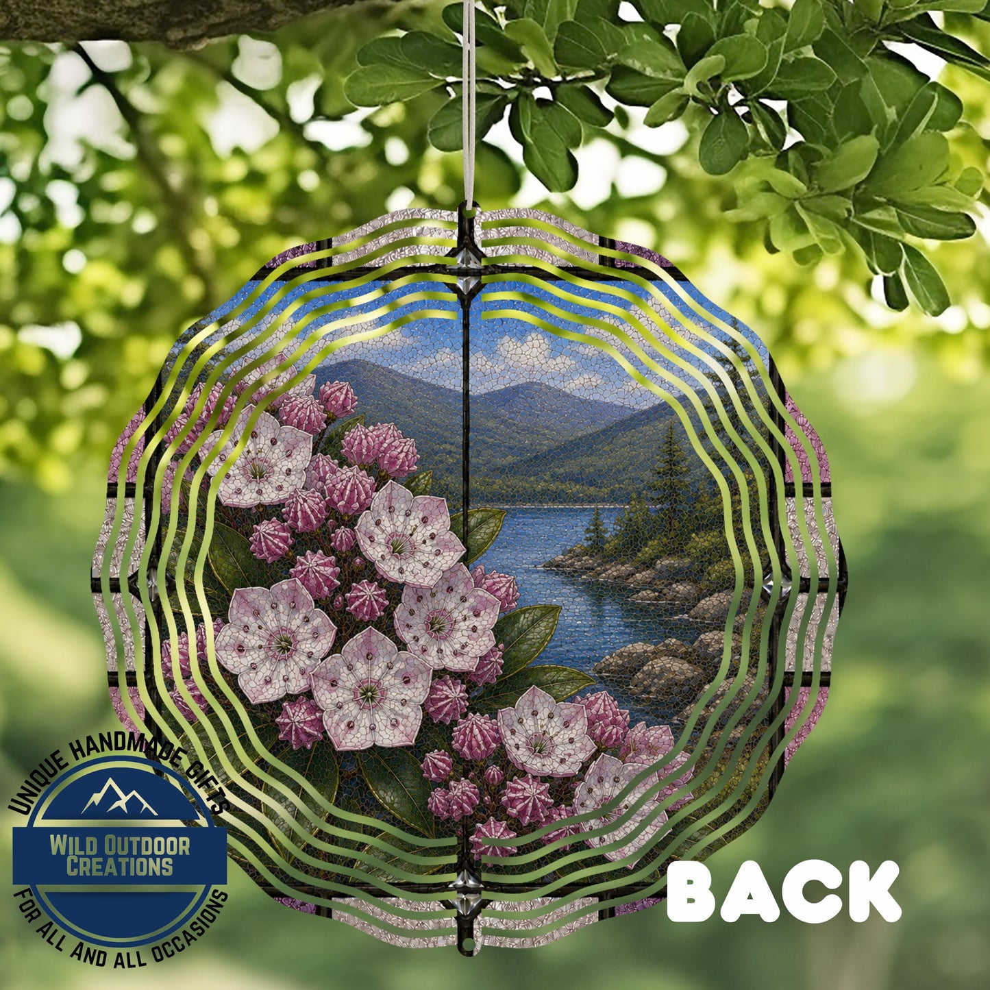 Mountain Laurel Wind Spinner - Connecticut State Flower Aluminum Garden Spinner, UV Protected