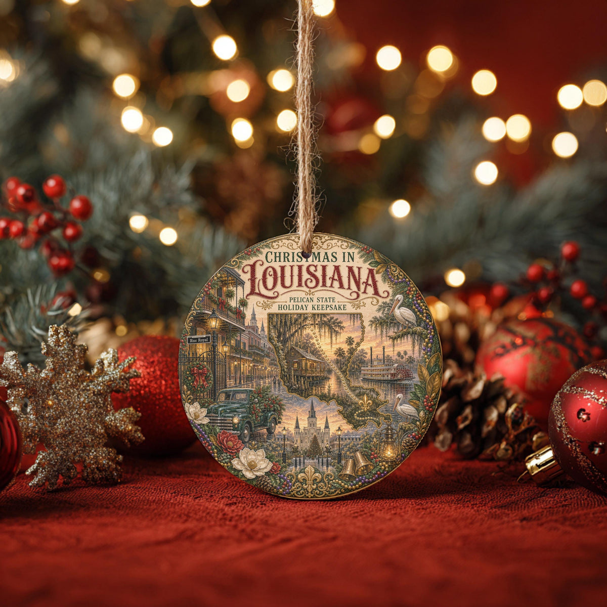 Louisiana Christmas Ornament | French Quarter Ceramic Keepsake