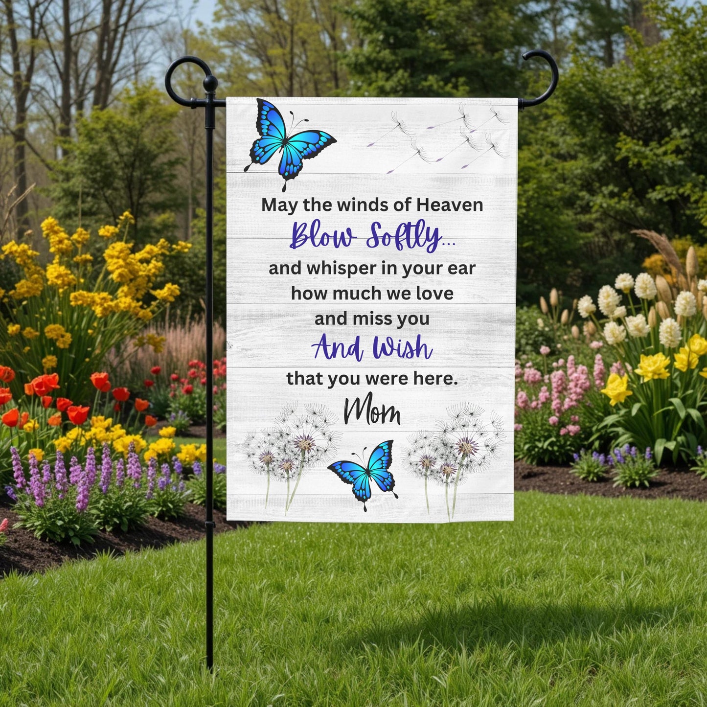 Memorial Garden Flag – Personalized Butterfly Sympathy Outdoor Garden Remembrance Flag 12x18 - close up detail