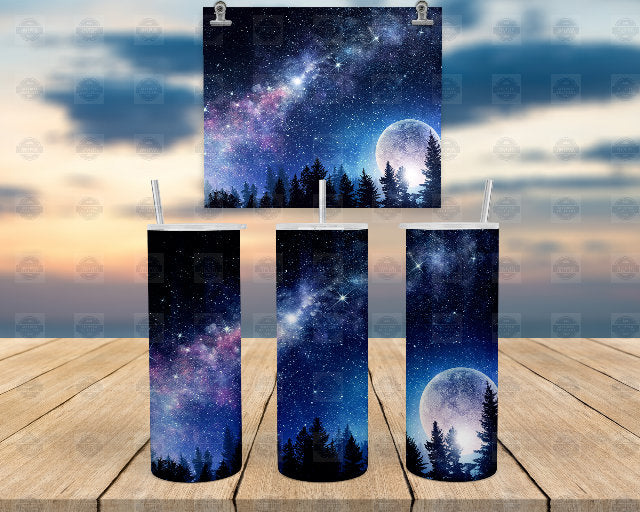Night Sky Tumbler, Moon And Stars Wrap - 20Oz Stainless Steel Cup