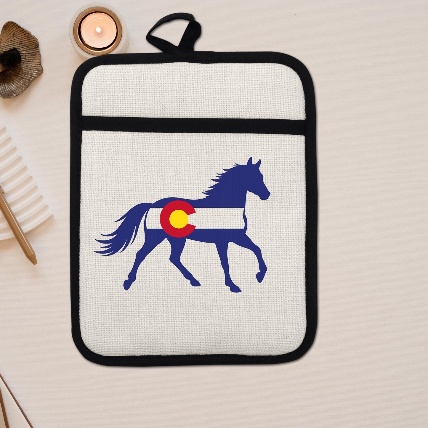 Horse Oven Mitt - Colorado Pot Holder With Silicone Back & Linen Front, Heat Resistant - additional product photo 14