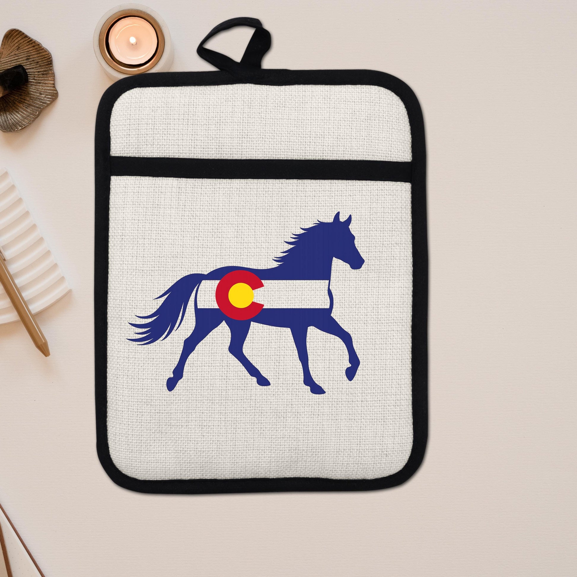 Horse Oven Mitt - Colorado Pot Holder With Silicone Back & Linen Front, Heat Resistant - additional product photo 14