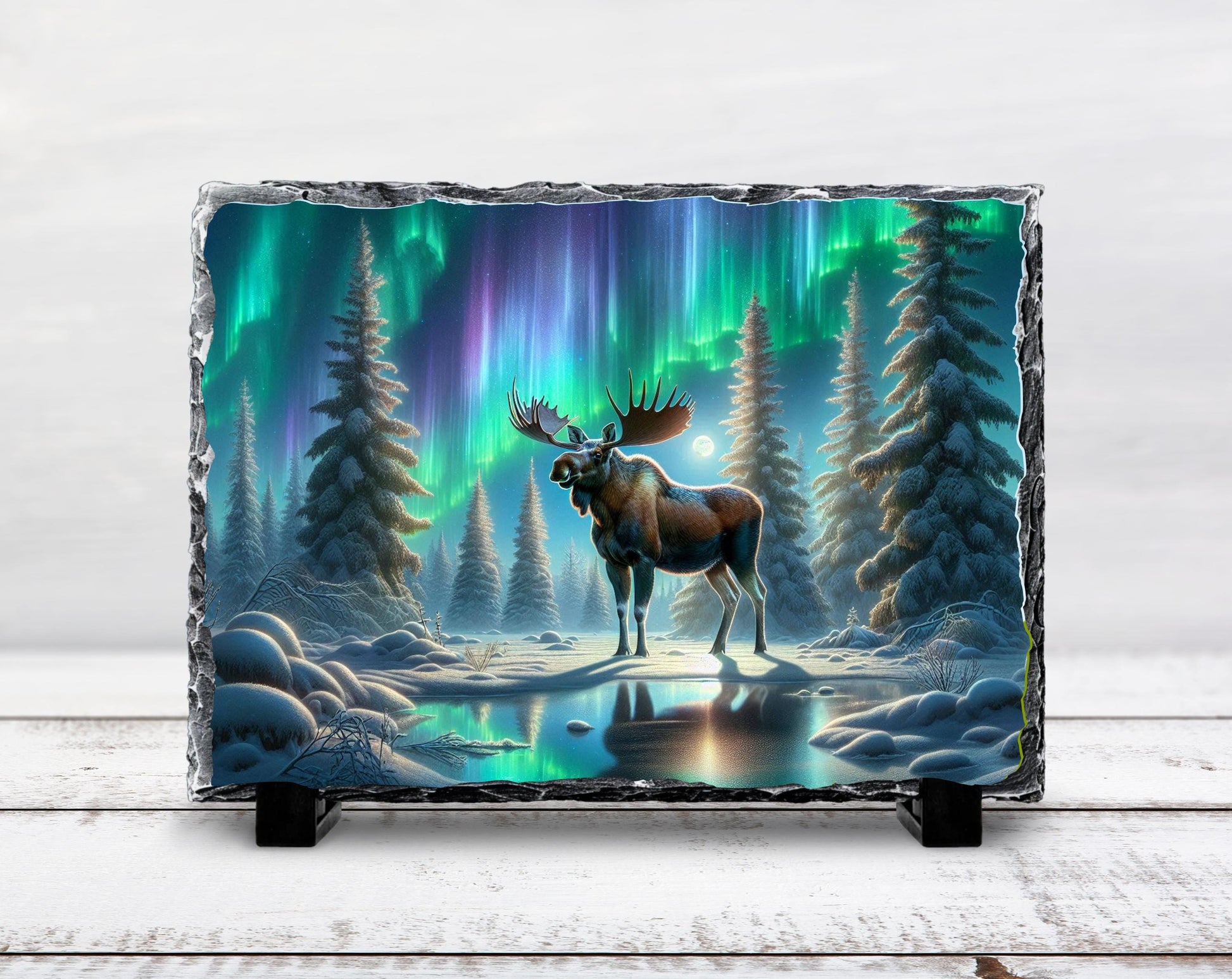 Moose Slate Plaque – Northern Lights Art | Rustic Cabin Decor, Wildlife Wall Art - packaging and presentation