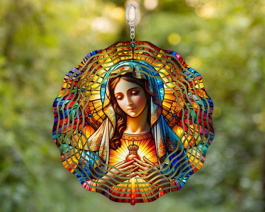 Mother Mary Aluminum Wind Spinner - UV-Protected Garden Decor for Outdoor Spaces